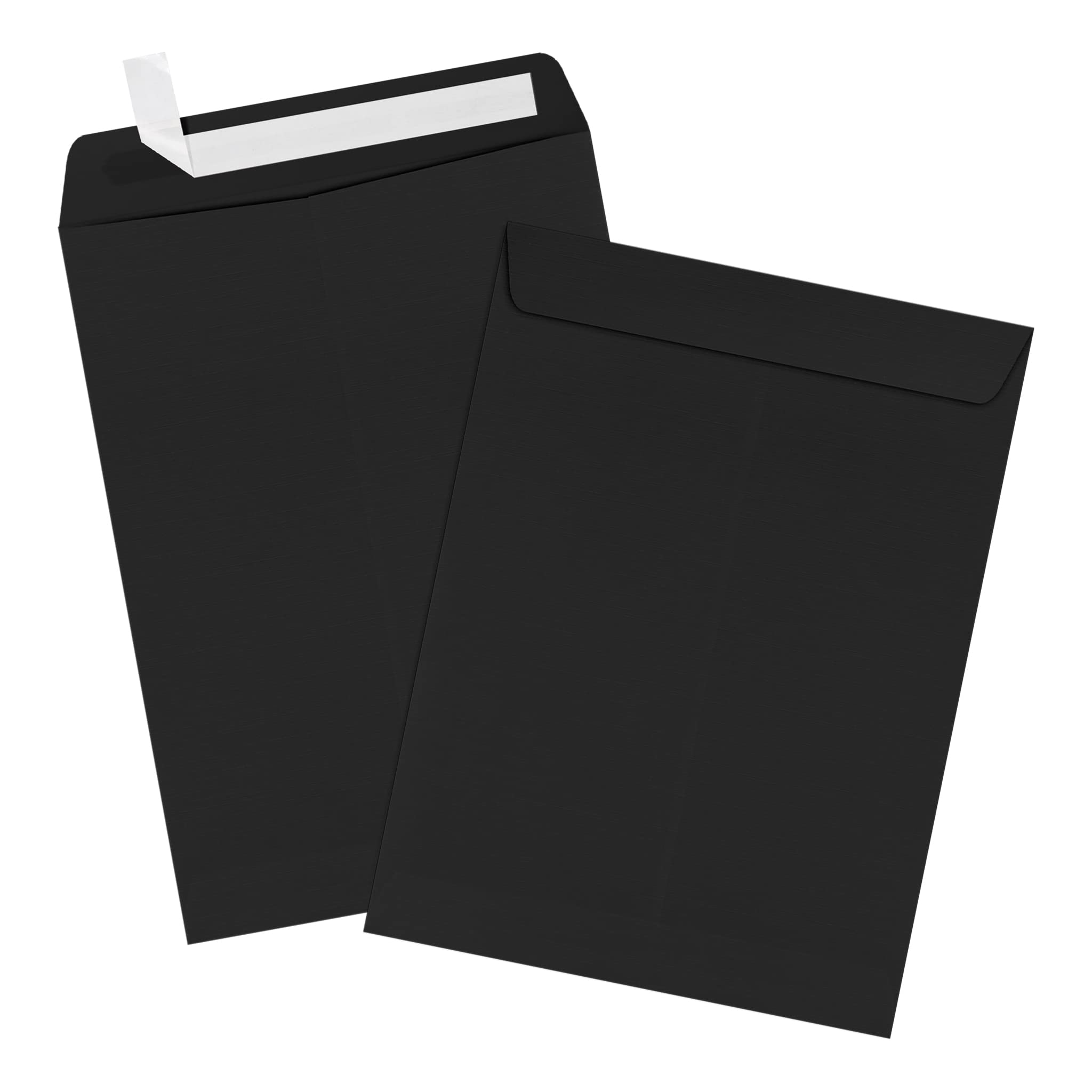 LUXPaper 9 x 12 Open End Envelopes - Peel & Press Seal, Black Linen Texture, 80lb. Text Weight, Pack of 1,000 | Perfect for Business Mailings, Wedding Invitations & Professional Correspondence
