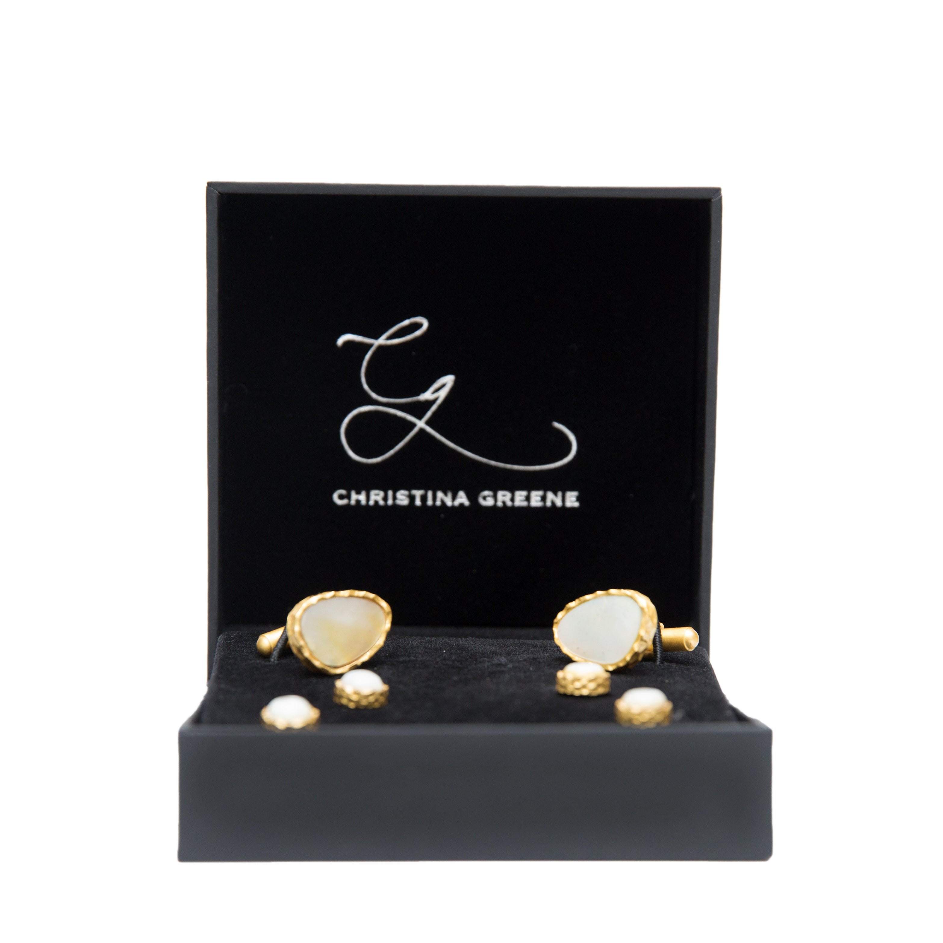 Premium Men's Pearl Cufflink and Stud Set - Elegant Dress Shirt Accessories for Weddings, Business & Formal Events