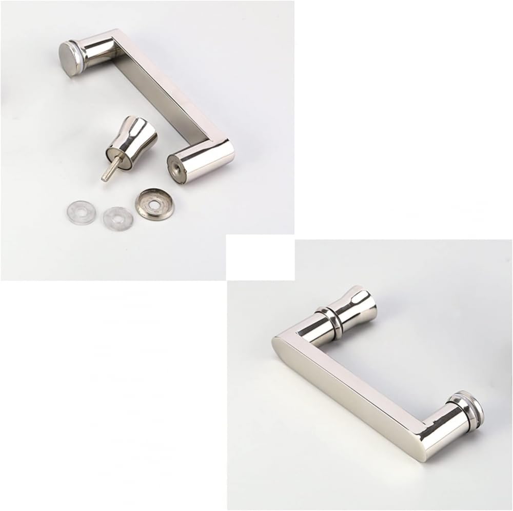 304 Stainless Steel Shower Door Handle for Glass Doors - 145mm Hole Center Spacing, Push and Pull Hardware for Bathroom & Shower Enclosures - Perfect for Modern Home and Commercial Use