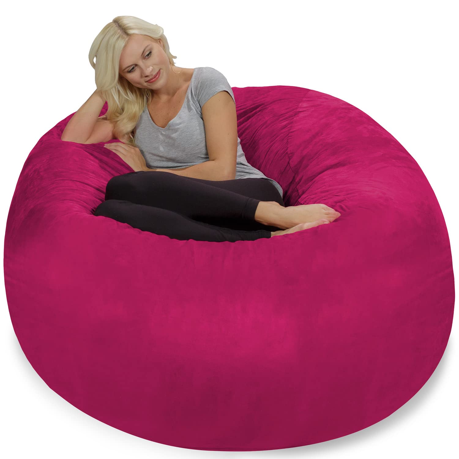 Chill Sack Giant 5-Foot Memory Foam Bean Bag Chair - Ultra Soft Microfiber Cover in Magenta - Perfect for Living Room, Game Room & Dorm Relaxation