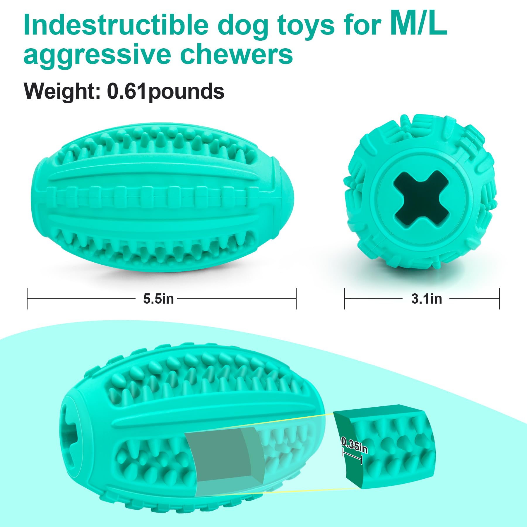Durable Squeaky Dog Balls for Aggressive Chewers - Indestructible Chew Toy for Large Breed Dogs with Treat Dispenser - Interactive Super Chewer Ball for German Shepherds, Pitbulls & Labs - Perfect for Backyard Play, Training Rewards & Anxiety Relief