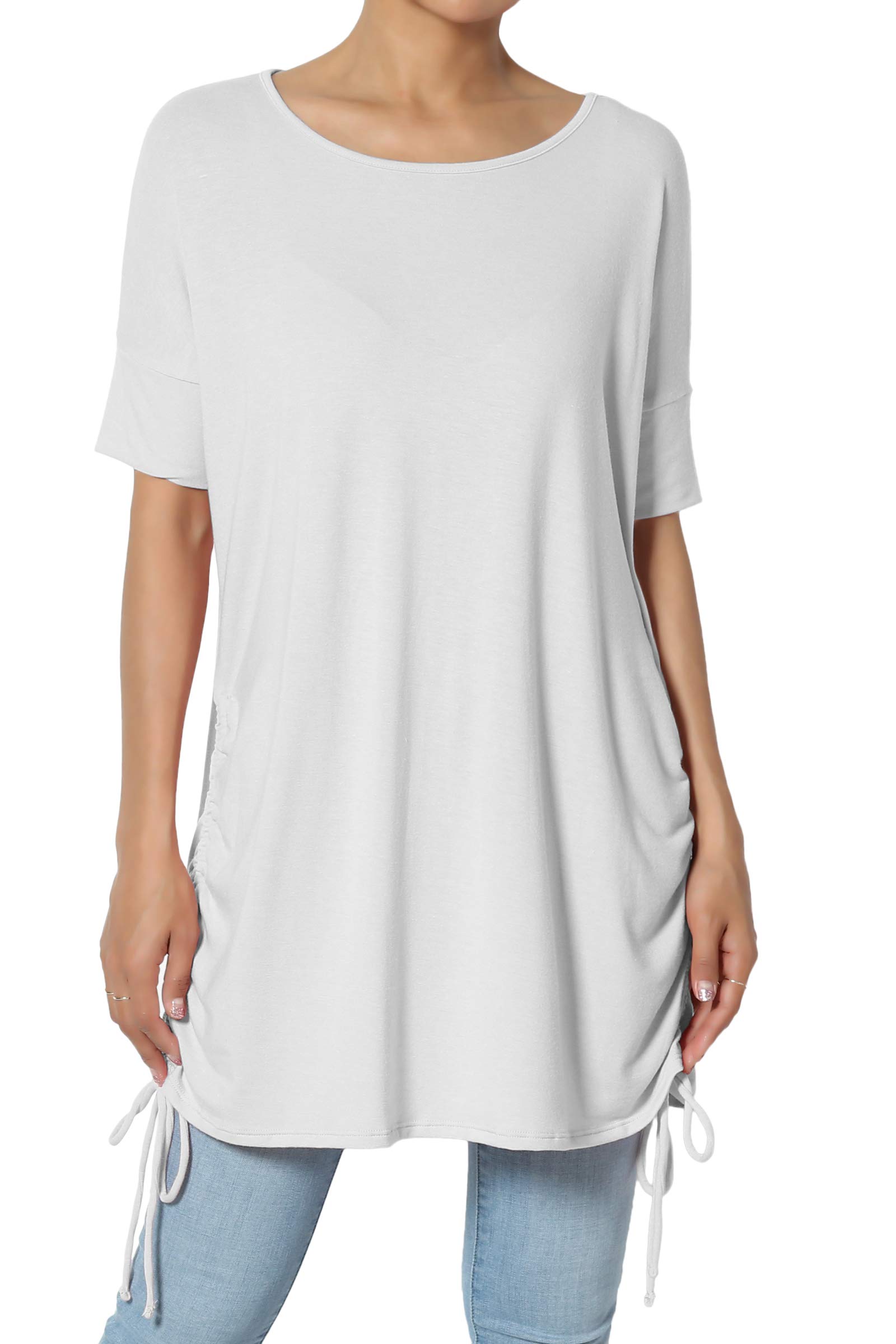 The Mogan Ruched Side Dolman Short Sleeve Maternity T-Shirt - Comfortable Stretchy Pregnancy Top for Casual Wear & Nursing - Perfect for Everyday Outfits, Maternity Photos & Relaxing at Home
