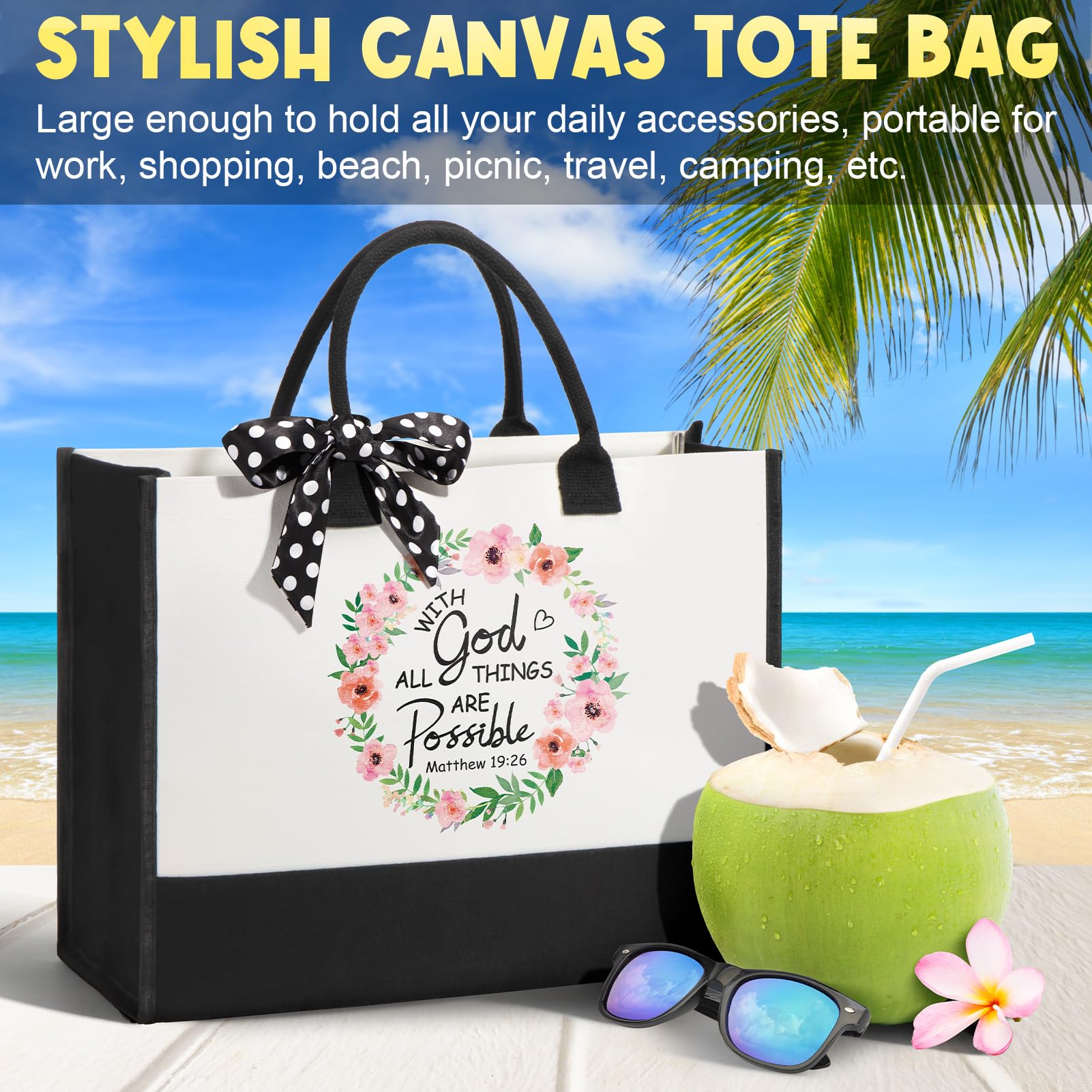Inspirational Christian Gifts for Women - Religious Jewelry & Keepsakes for Mom, Sister, Wife, Grandma - Perfect for Mother's Day, Birthday, Baptism - Includes Canvas Tote Bag (Great for Church, Bible Study & Daily Encouragement)