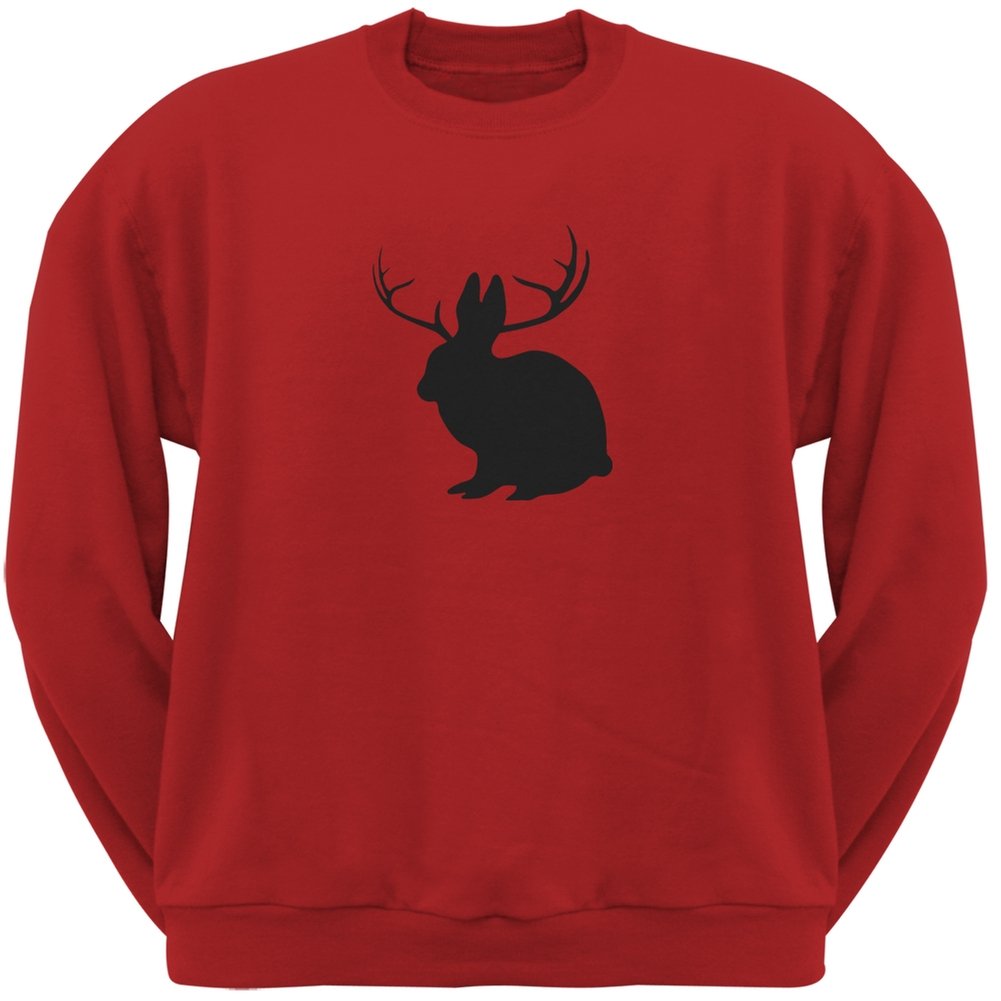 Jackalope Red Adult Crew Neck Sweatshirt - Soft Cotton Pullover for Men & Women | Casual Wear, Lounge, Outdoor Activities
