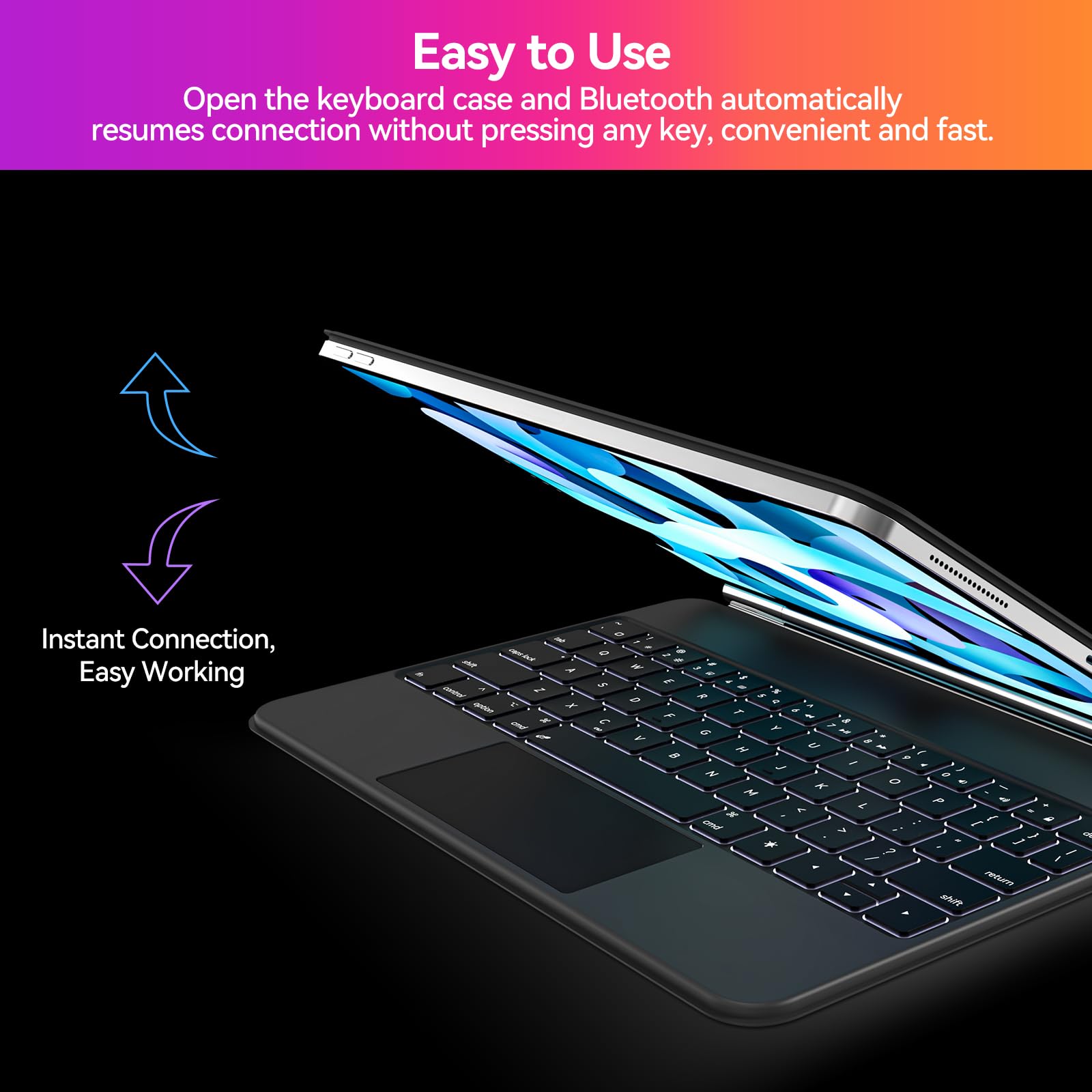 AUSDOM Magnetic Backlit Keyboard Case with Multi-Touch Trackpad for iPad Pro 11 & Air 11 (2024-2025 M2/M3) & iPad Air 4th/5th Gen - Slim Protective Cover for Work, Study & Travel