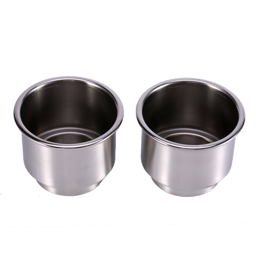 Premium Stainless Steel Cup Holder Inserts for Cars, Boats & RVs - 2-Pack Durable Drink Holders - Marine-Grade Beverage Holder Replacement for Auto, Boat & Camping Use - Perfect for Road Trips, Fishing & Outdoor Adventures
