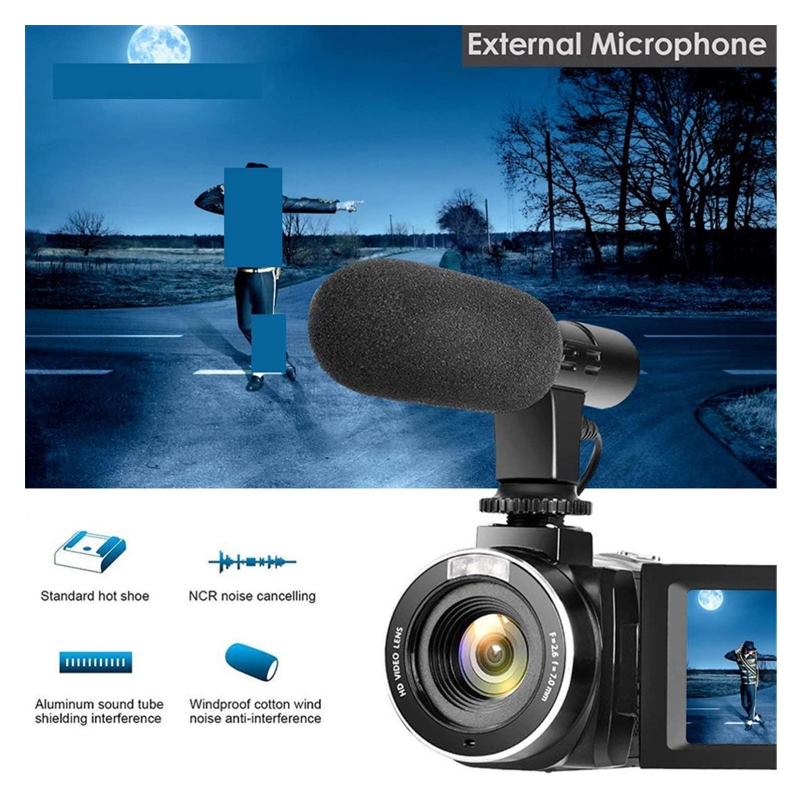 **AUBEST 4K Digital Camcorder with Night Vision - 48MP Video Camera, Rotating Touch Screen, Lens Hood & 16G SD Card - Perfect for Vlogging, Travel & Low-Light Photography**