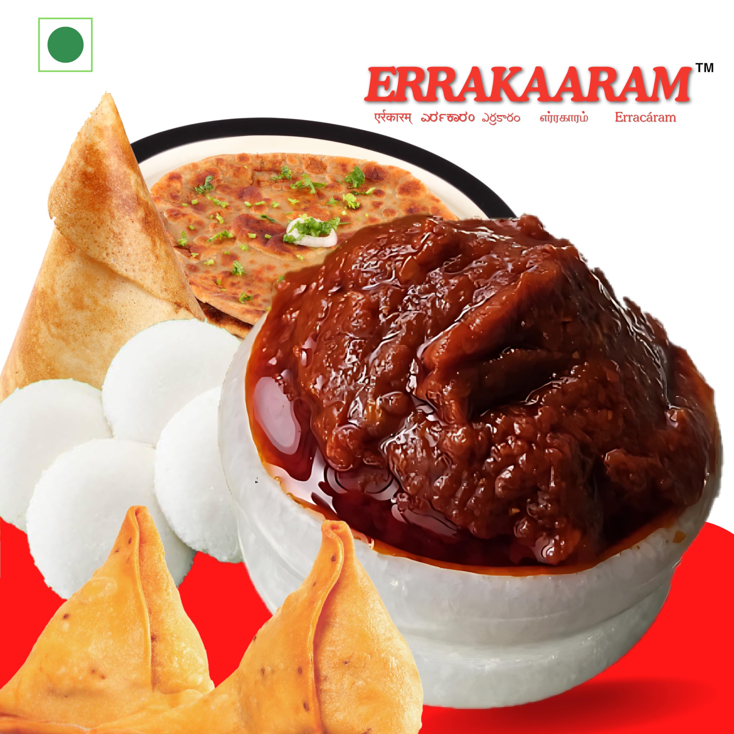 Errakaaram Fresh Spicy Indian Chutney - No Preservatives | Perfect for Idli, Dosa, Paratha & Snacks | Great as Side Dish, Spread, Dip or Stir-Fry Sauce | 250g | Authentic Indian Flavor for Rice Dishes & Meals