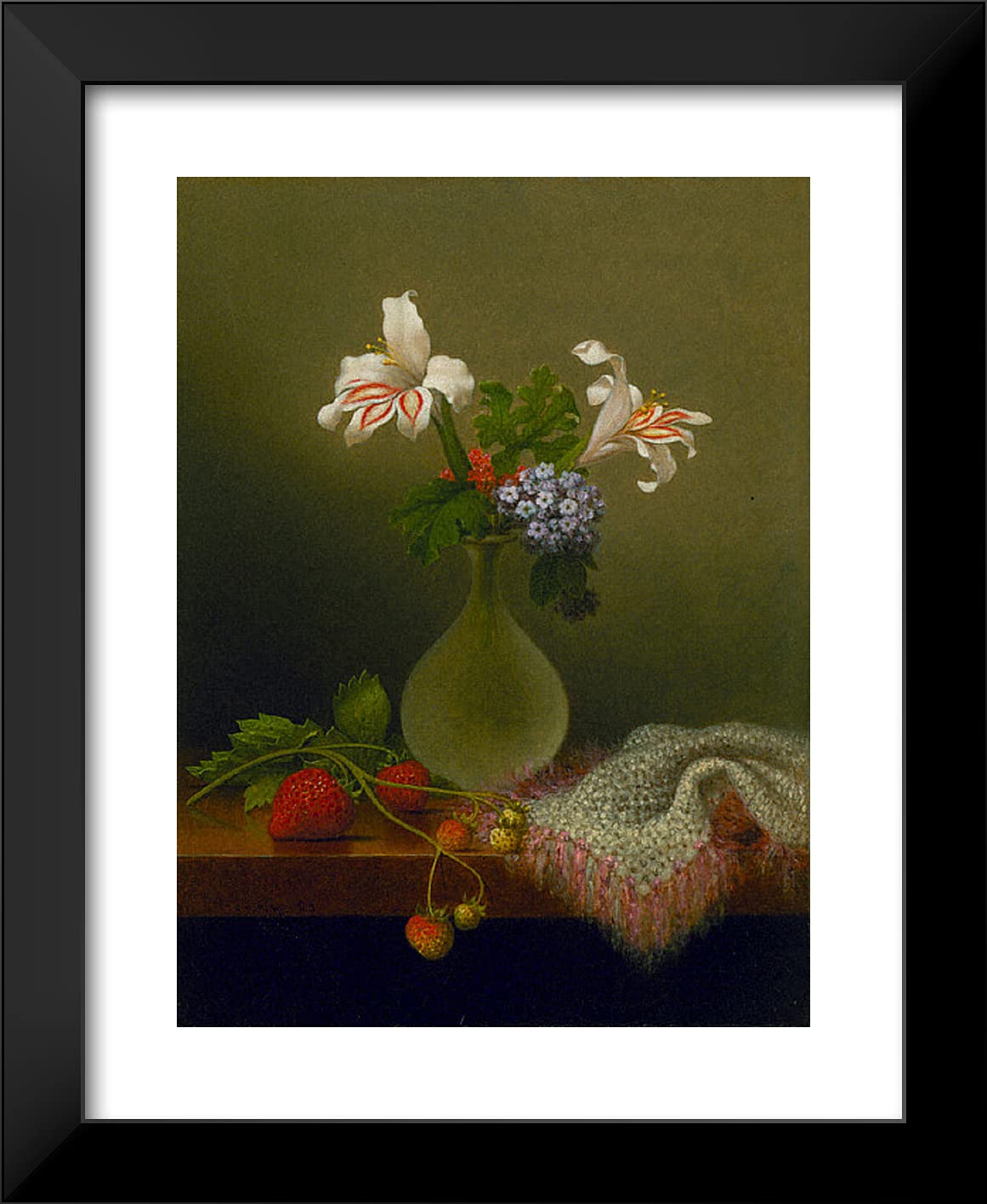 Martin Johnson Heade 20x24 Black Modern Framed Art Print - A Vase of Corn Lilies and Heliotrope - Wall Decor for Living Room, Bedroom & Office