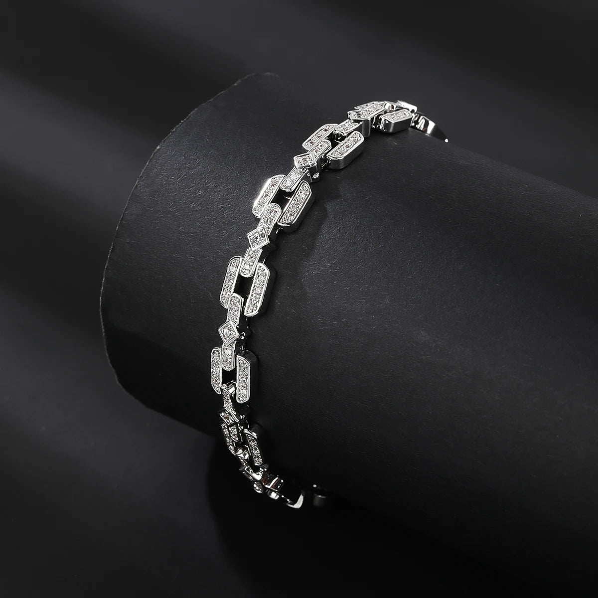 Elegant Cubic Zirconia Geometric Square Chain Link Bracelet for Women - Chic Party Jewelry Gift for Birthday, Anniversary & Special Occasions