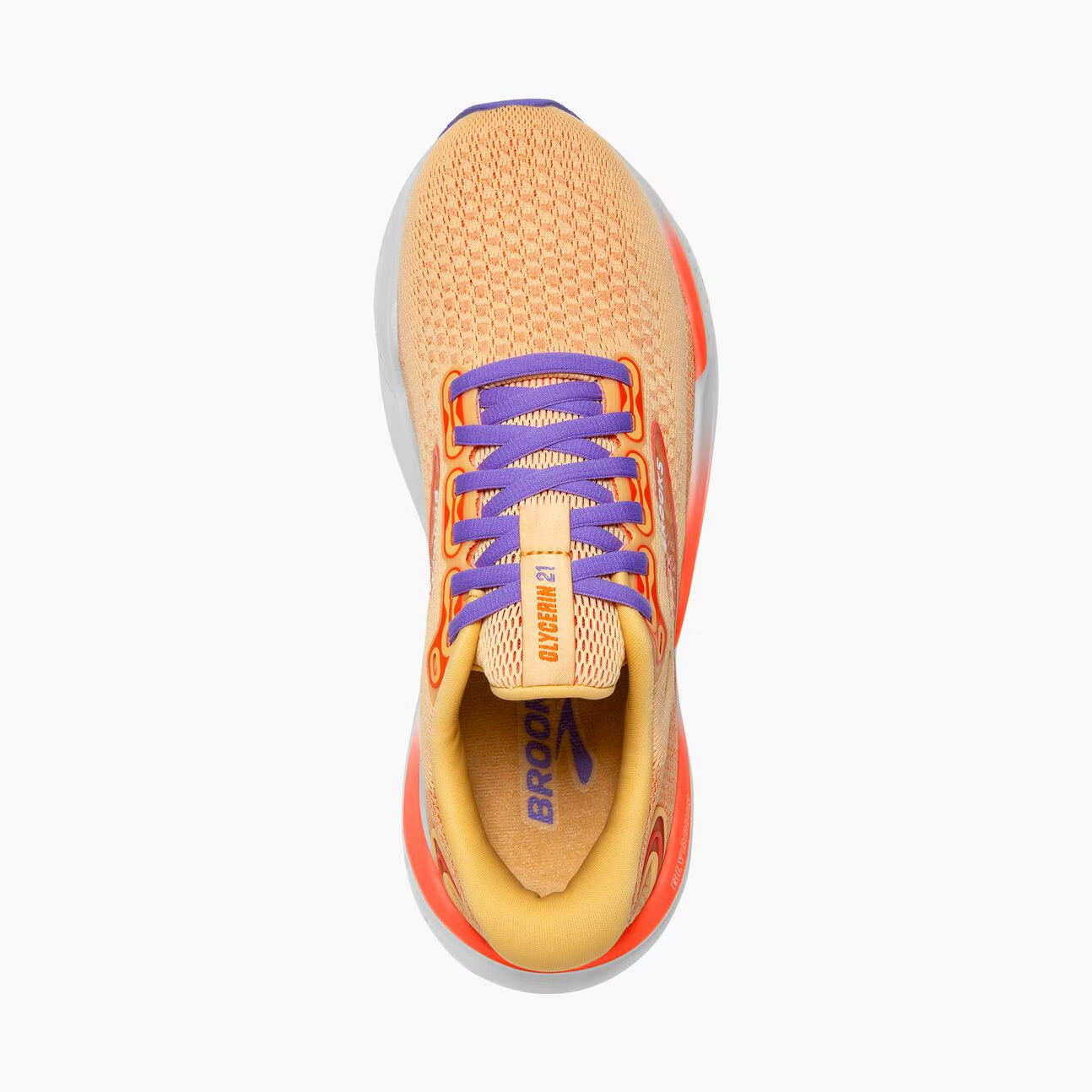 Brooks Women's Glycerin 21 Running Shoes - Sunburst/Nasturtium/Purple Color - Cushioned Support for Long Distance & Marathon Training