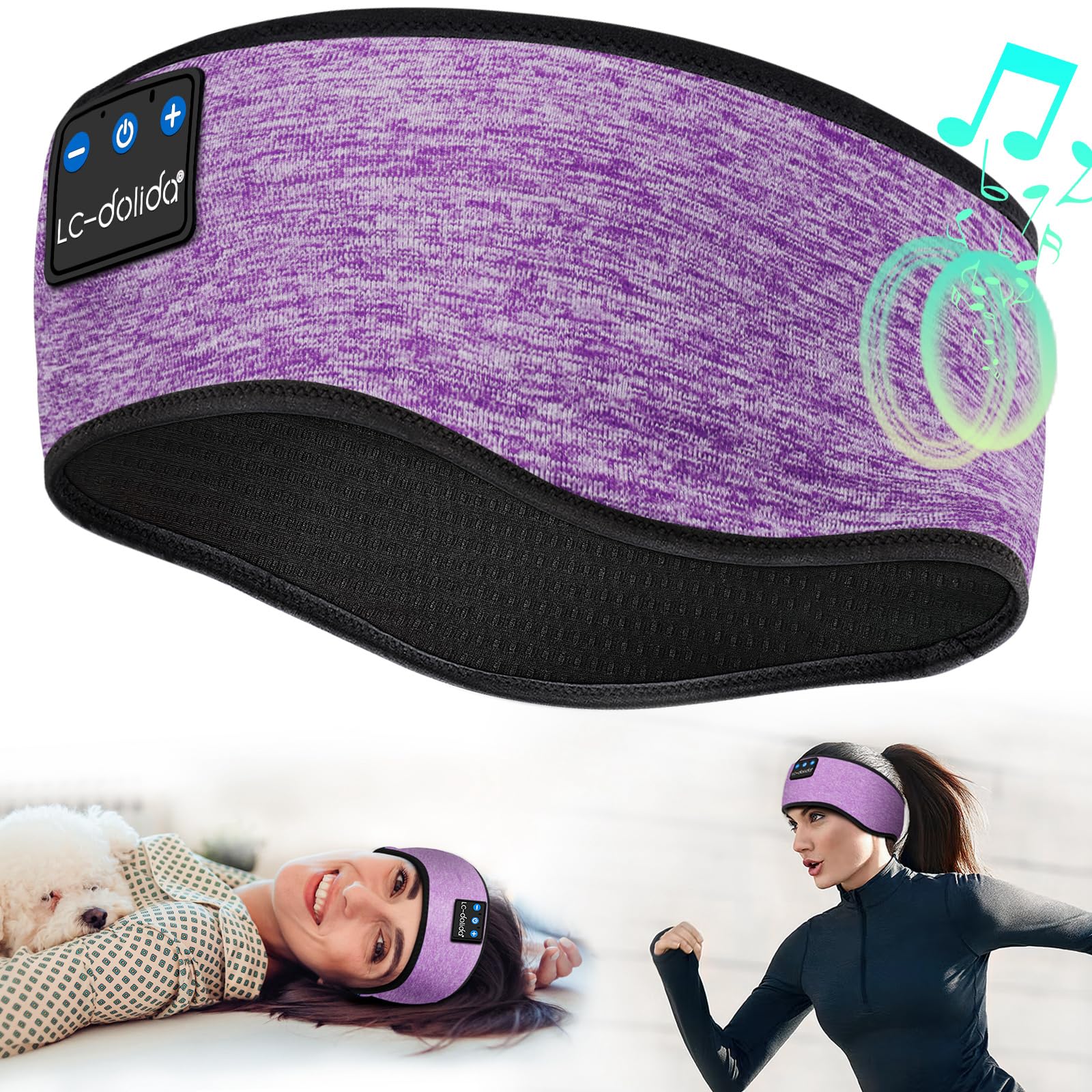 Bluetooth Sleep Headphones & Sports Headband - Wireless Music Headphones for Sleeping, Running, Yoga | Comfortable Eye Mask with Built-in Earbuds for Side Sleepers, Insomnia Relief | Perfect Gift for Women, Office, Travel & Workout