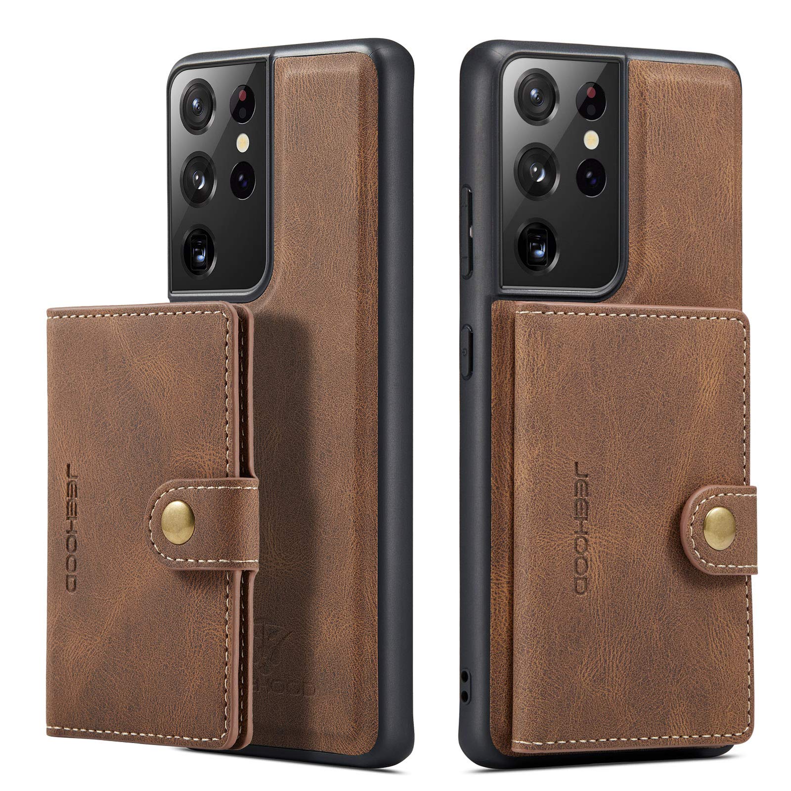 Samsung S21 Plus 5G Magnetic Wallet Case - Detachable Credit Card Holder with Money Clip, Front Pocket Stand, Shockproof Leather Cover for Men & Women (Brown) | Wireless Charging Compatible | Perfect for Daily Use, Travel & Business Meetings