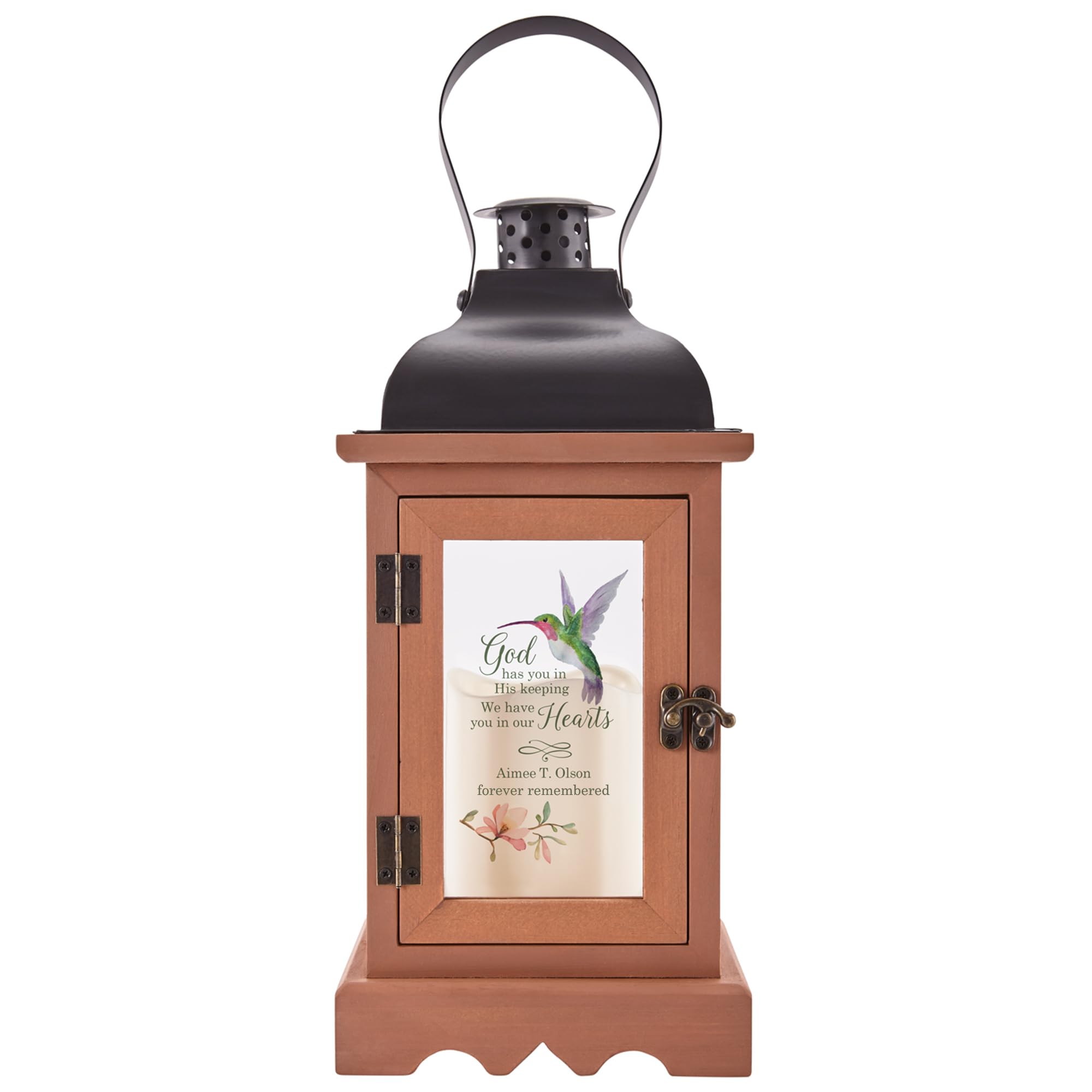 Personalized Memorial Lantern - Sympathy & Condolence Gift with LED Candle & Auto Timer - Wood or Metal Keepsake for Honoring Loved Ones - Perfect for Funerals, Memorial Services & Home Remembrance