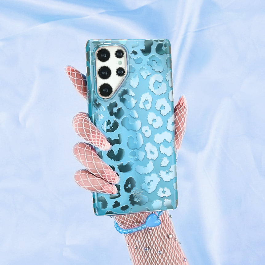 Blue Sapphire Leopard Print Samsung Phone Case - Durable Protective Cover for Galaxy S21/S20/Note 20 - Stylish Fashion Accessory for Women & Girls (Perfect for Daily Use, Work, and Travel)