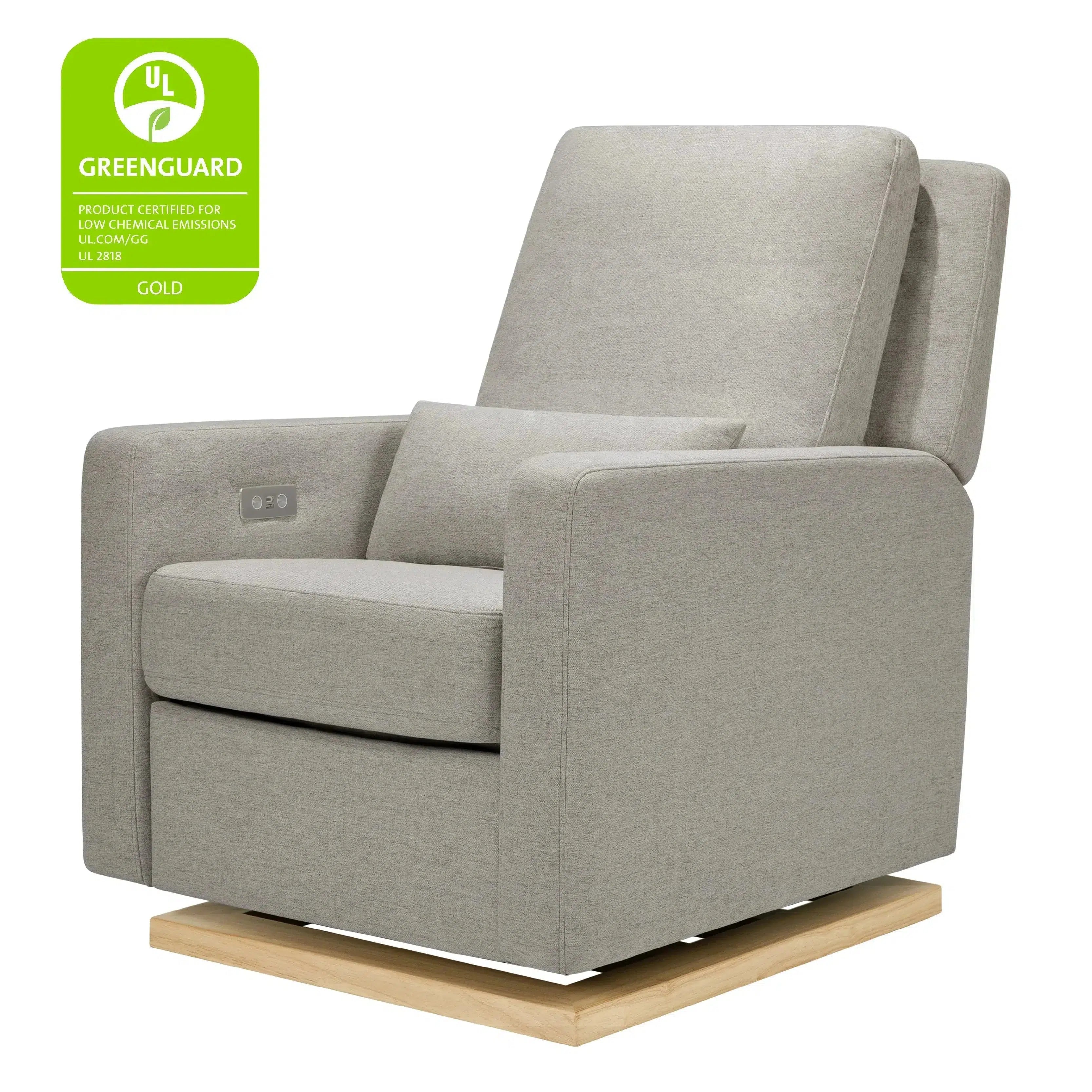 Babyletto Sigi Electronic Glider & Recliner Chair - Grey Eco Weave Performance Fabric for Nursery, Living Room & Breastfeeding Comfort