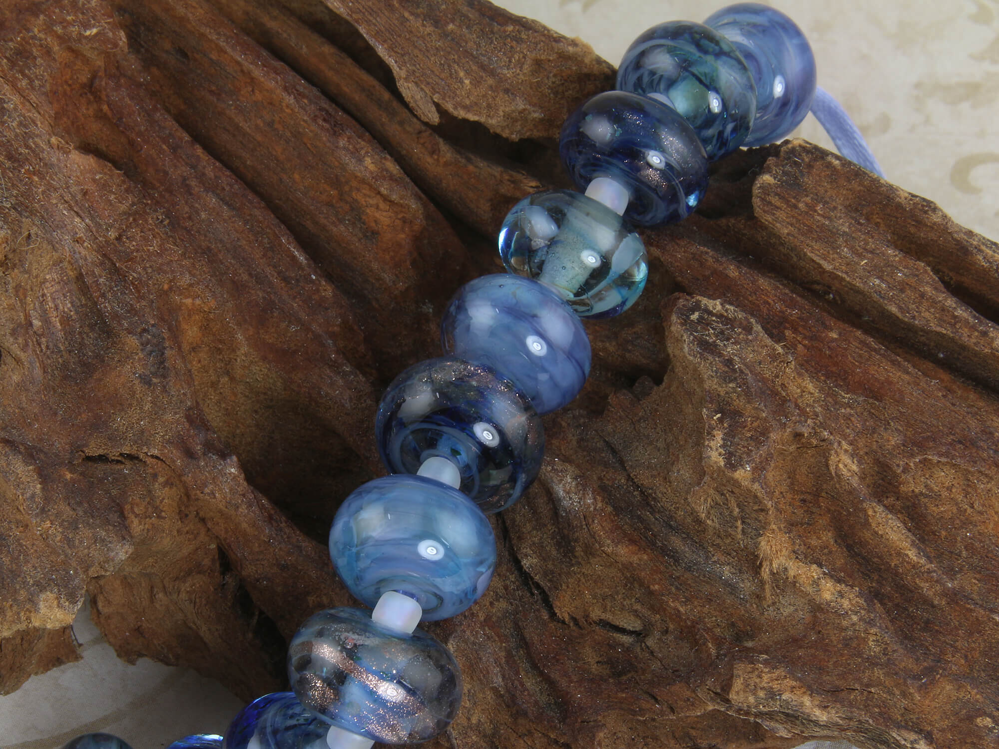 Steel Blue Handmade Lampwork Glass Beads Set for Jewelry Making - DIY Bracelets, Necklaces, and Craft Projects - SRA Certified