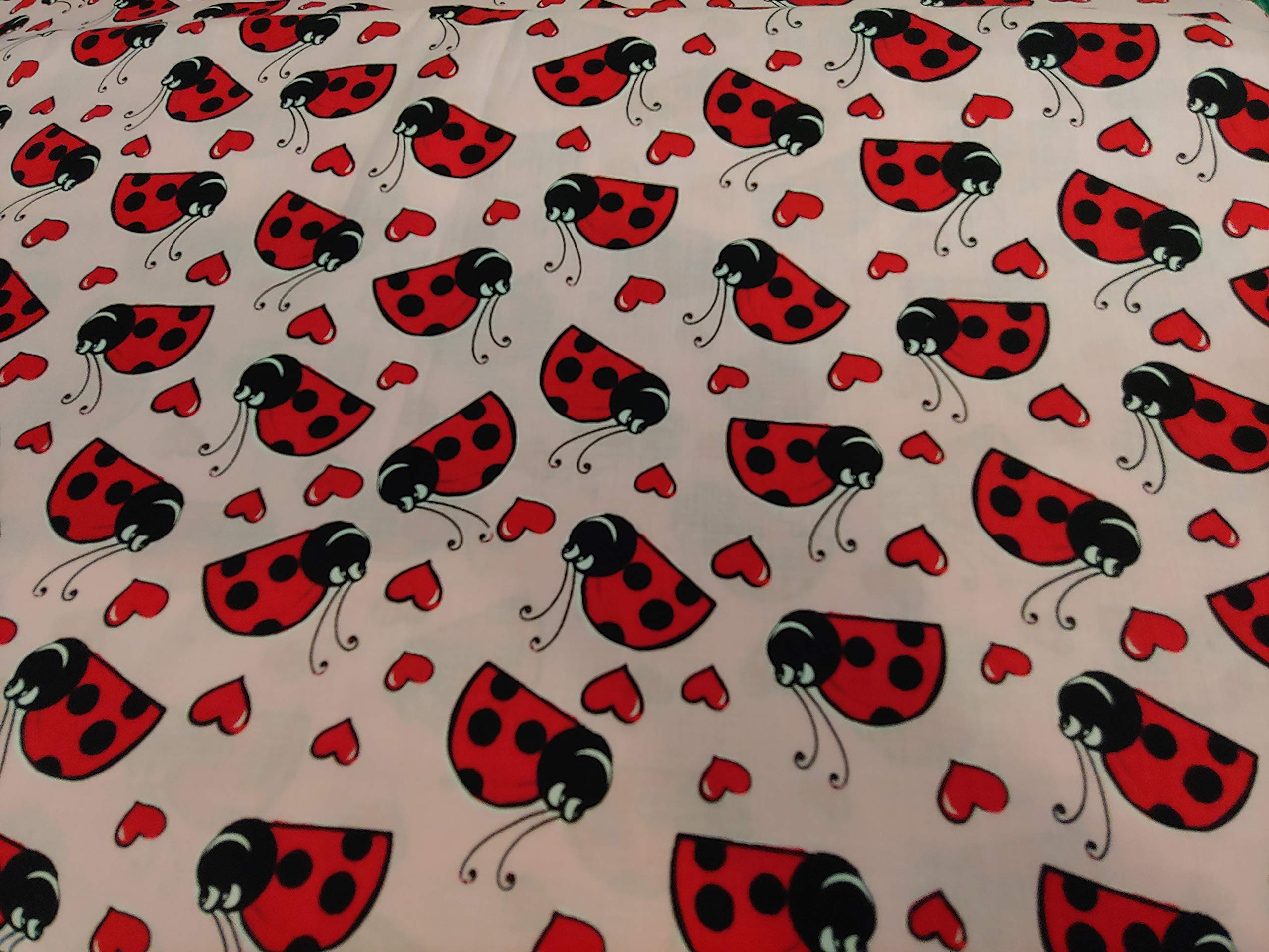 Pink & Red Ladybug Print Cotton Fabric - Soft, Durable Material for DIY Crafts, Quilting, and Home Decor Projects