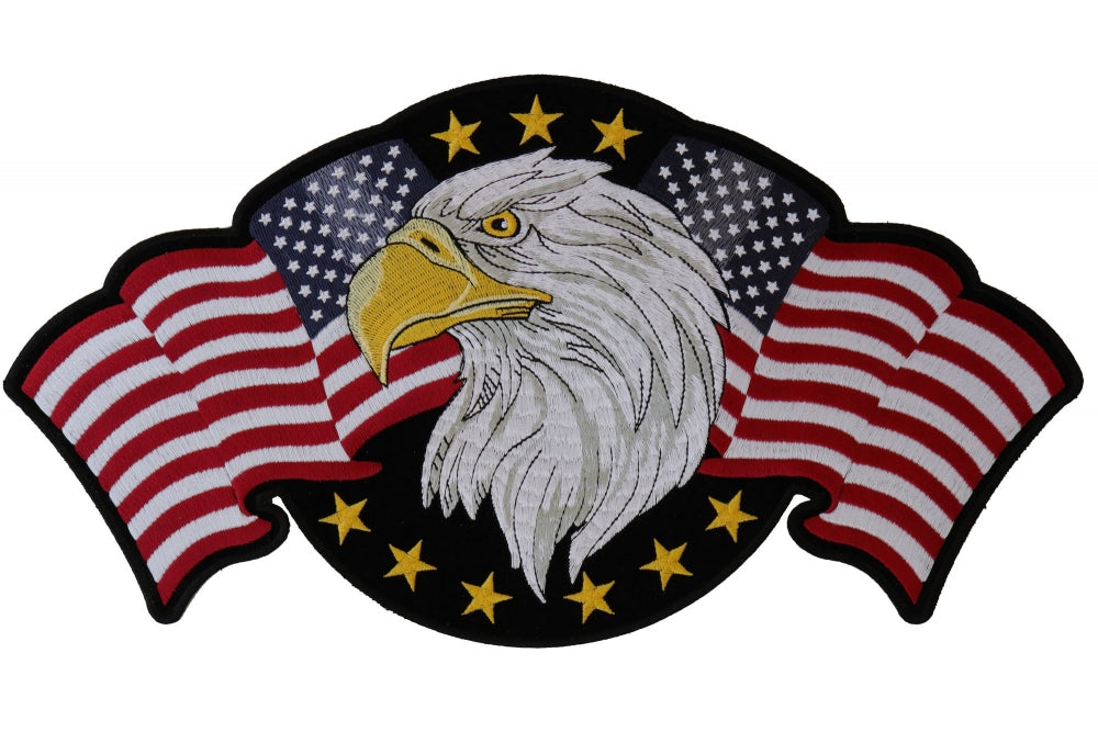 Eagle American Flags Back Patch - Patriotic Embroidered Iron-On Patch for Jackets, Vests & Bags | Perfect for 4th of July, Veterans Day & Military Apparel