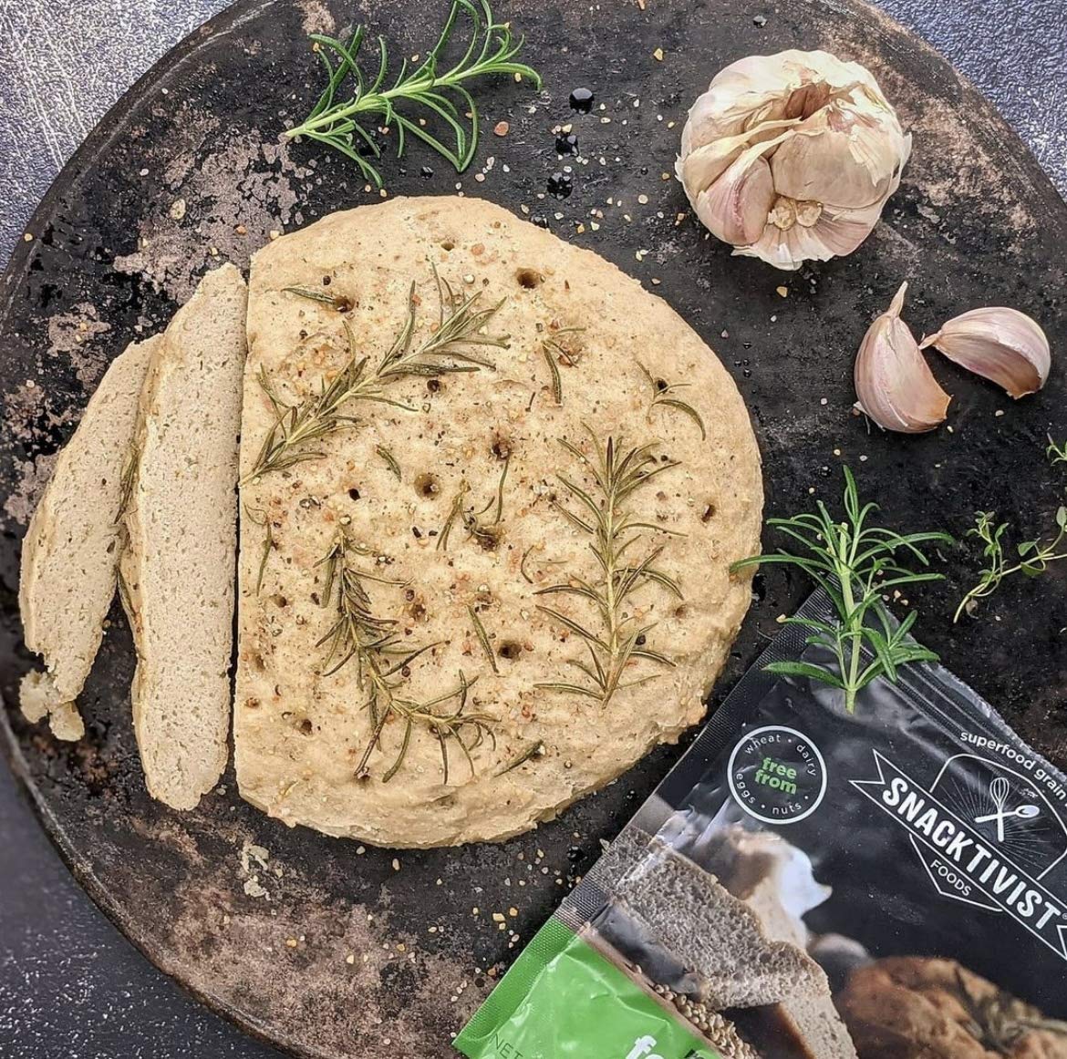 Snacktivist Foods - Rosemary Garlic Focaccia Bread Mix - Vegan, Gluten-Free, Egg-Free, Dairy-Free, Non-GMO - 12 Ounce - Perfect for Healthy Baking, Italian Cuisine & Special Diets