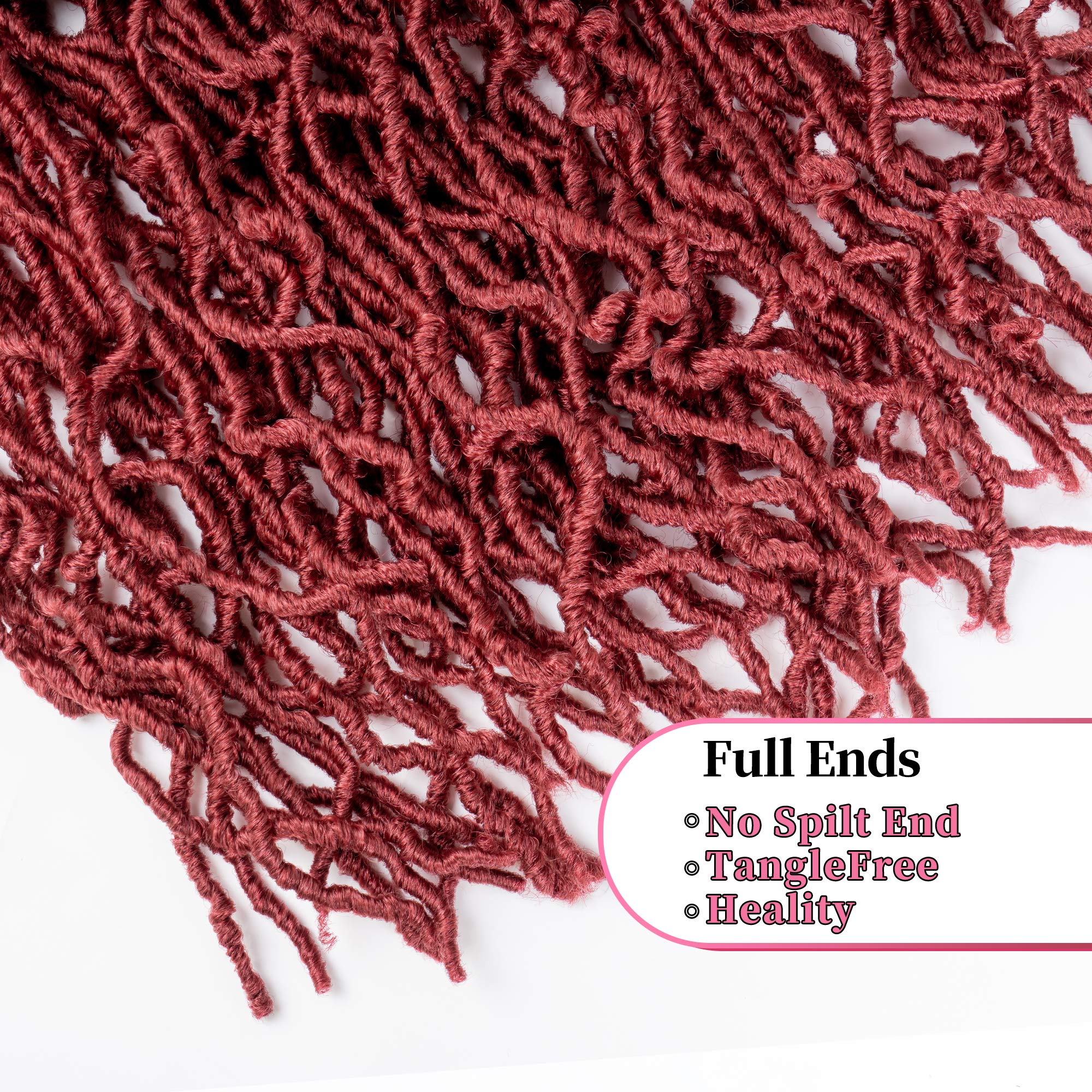 36 Inch Burgundy Soft Faux Locs Crochet Braids Hair Extensions - Natural Looking Protective Style for Women, Perfect for Daily Wear, Parties & Special Occasions