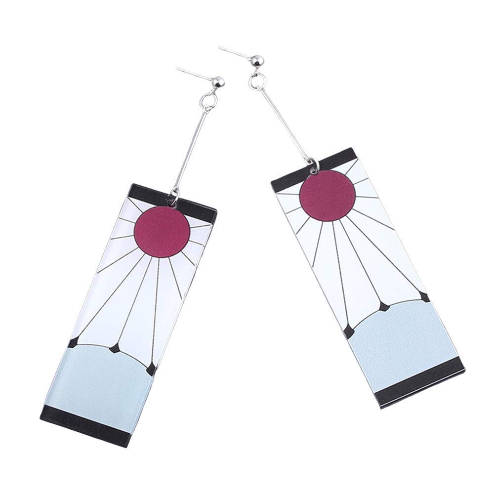 Anime Demon Slayer Tanjiro Kamado Cosplay Earrings - Stylish Dangle Hook Ear Studs for Halloween, Cosplay, and Anime Conventions