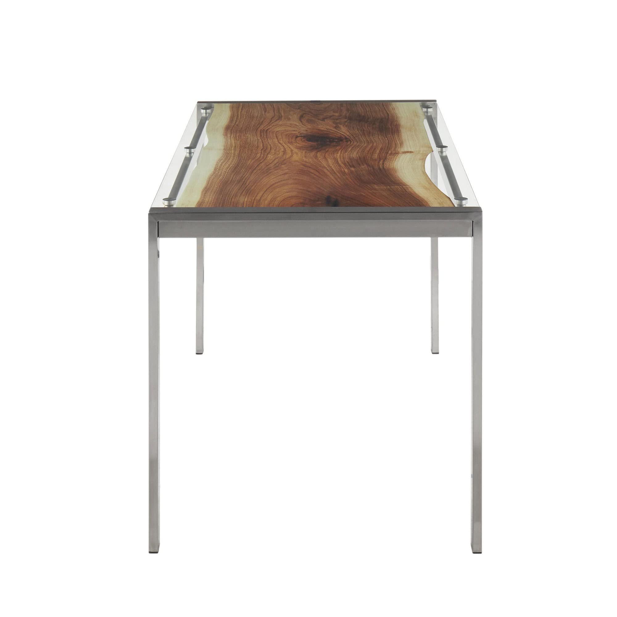 LumiSource Live Edge Dining Table - 6-Person Rectangle Kitchen Table with Natural Wood Finish | Perfect for Small Spaces, Breakfast Nooks & Cozy Dining Areas
