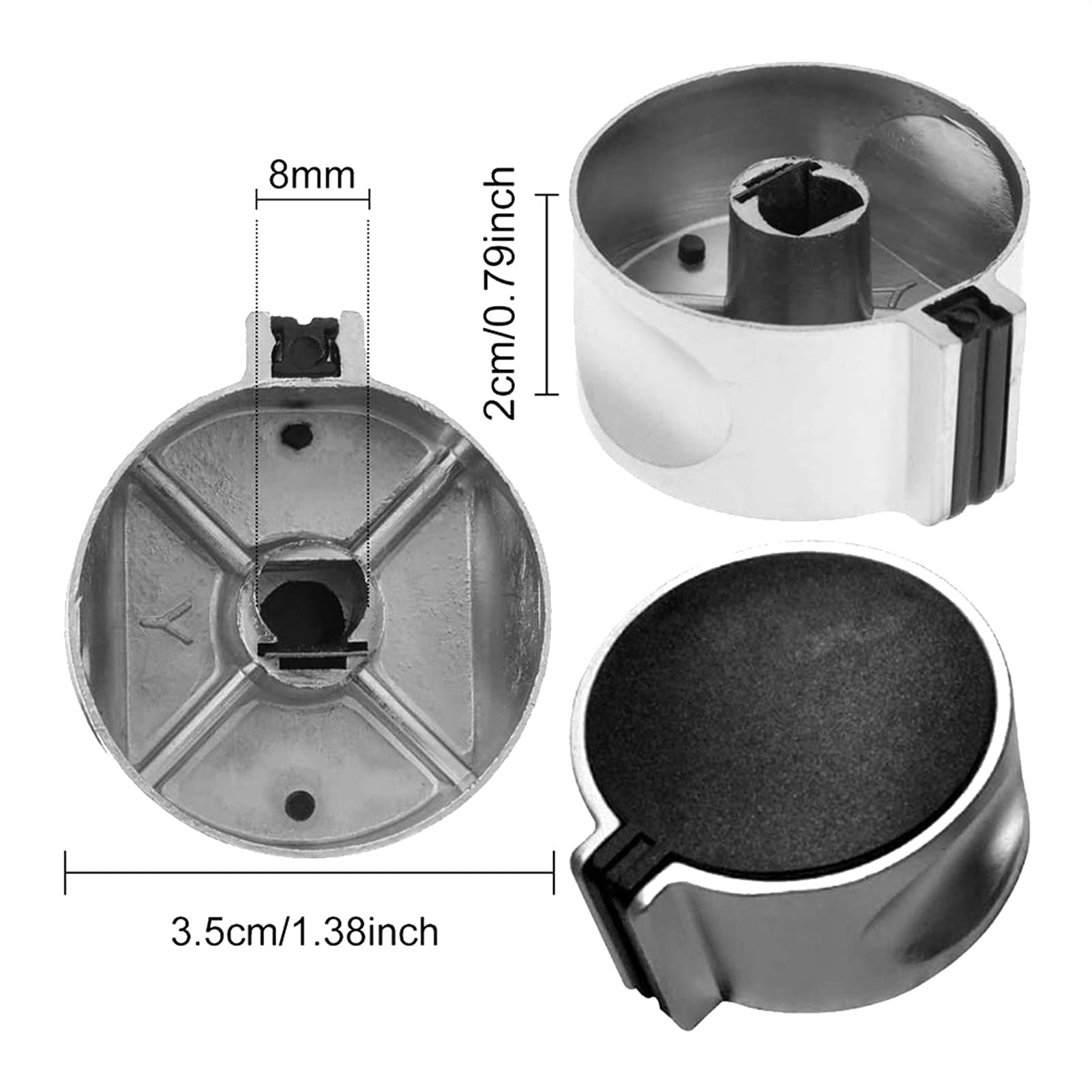 8 PCS Gas Stove Knob Replacement - 8mm Cooker Control Switch Range Oven Knobs Set - Durable Burner Knobs for Kitchen Stove Top - Easy to Install (Black Silver) - Perfect for Gas Range Repair & Kitchen Upgrade