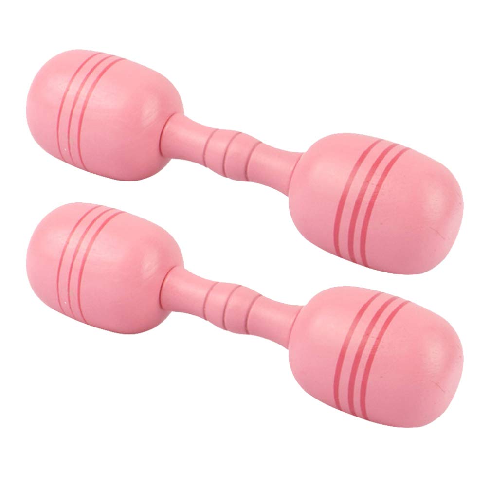 Garneck 1 Pair 300g Pink Wooden Dumbbell Set - Kids Exercise Hand Weights, Home Gym Equipment & Fitness Training Toys for Children - Perfect for Indoor Workouts, Playroom Activities & Beginner Strength Training