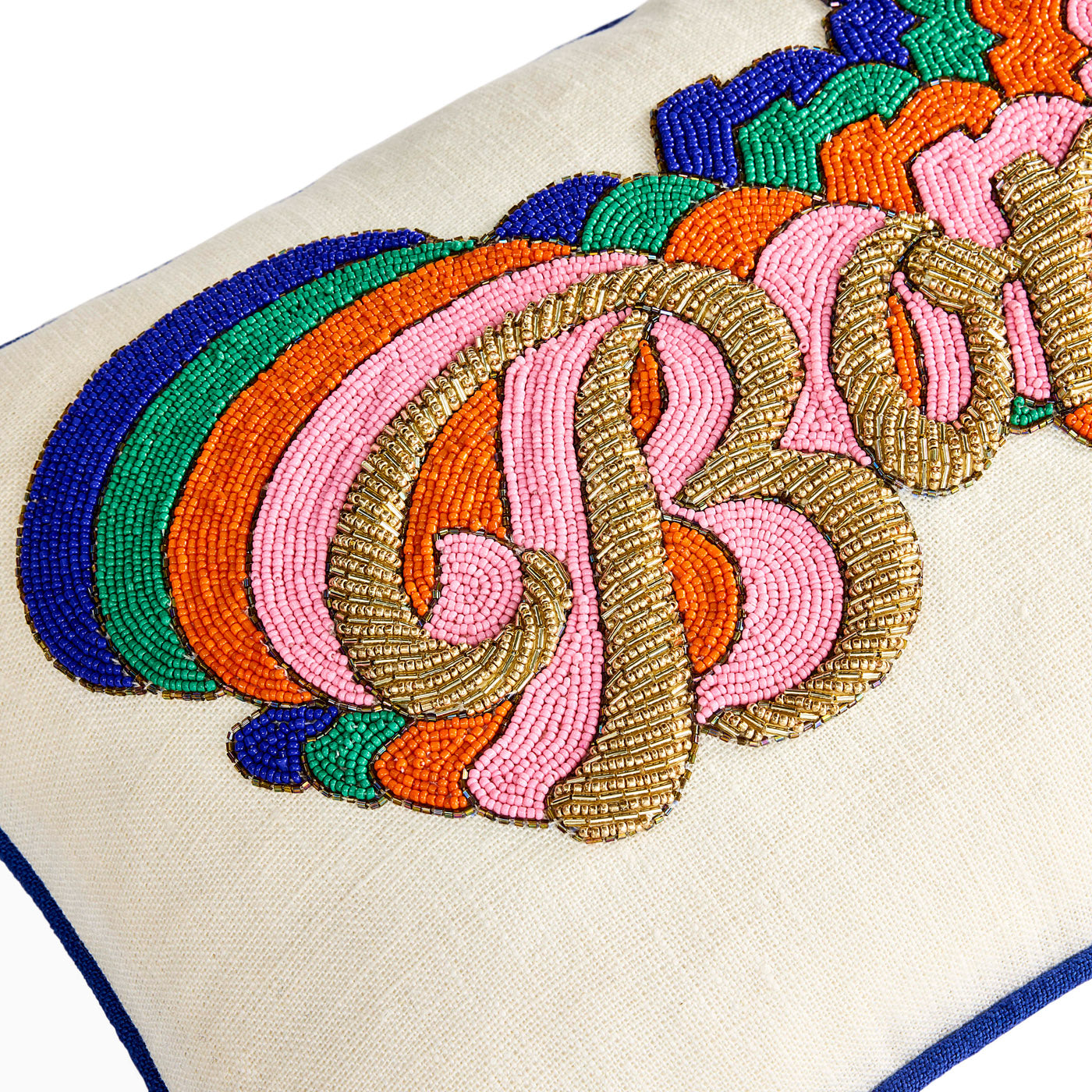 Bonjour Beaded Pillow - Decorative Bohemian Throw Pillow Cover for Sofa, Bed & Couch - Stylish Home Decor Accent for Living Room, Bedroom & Dorm