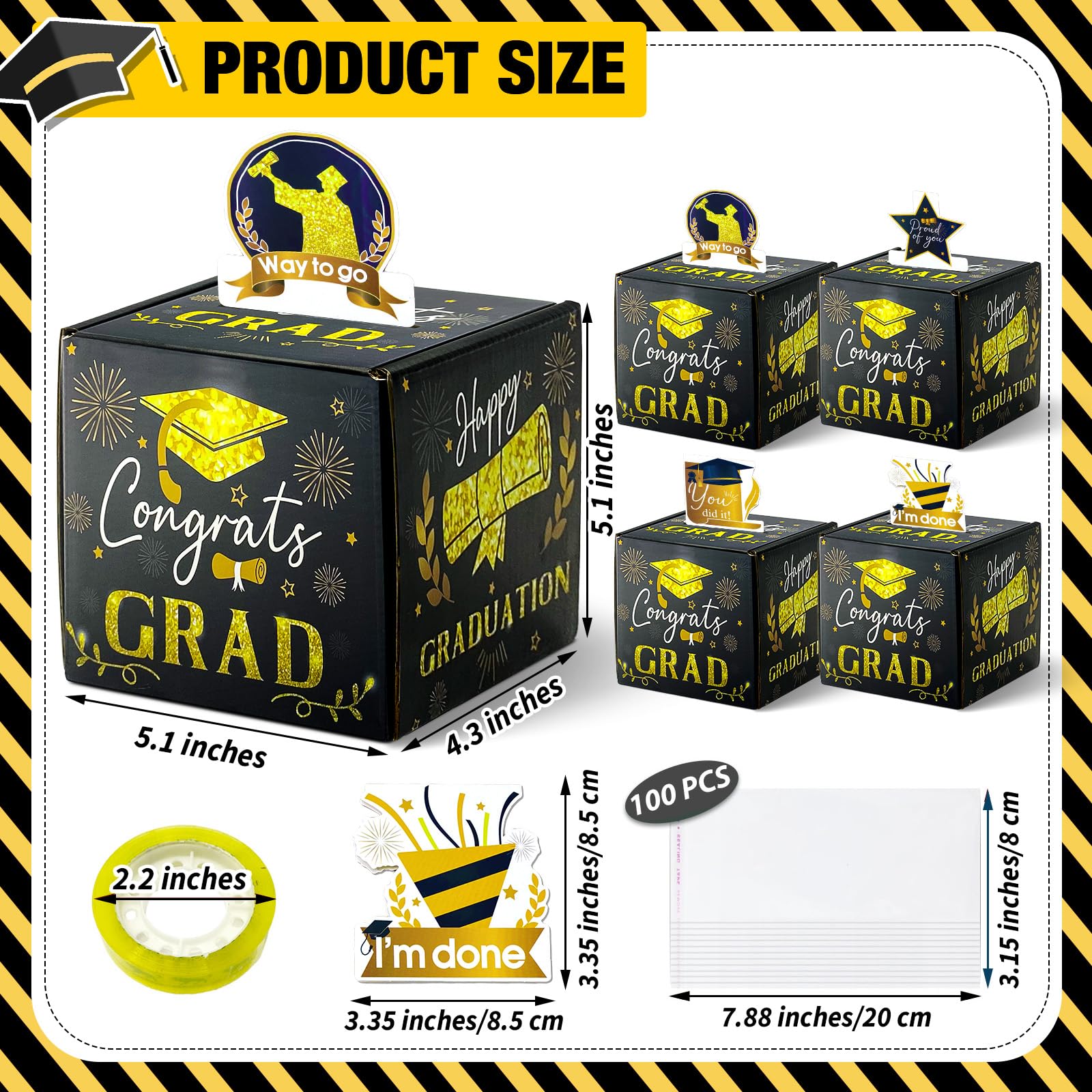 4 Pack 2024 Graduation Money Box - Funny DIY Cash Gift Holder for Graduation Parties | College Grad Gifts | Surprise Celebrations | Perfect for Graduation Decorations & Money Gifting Ideas