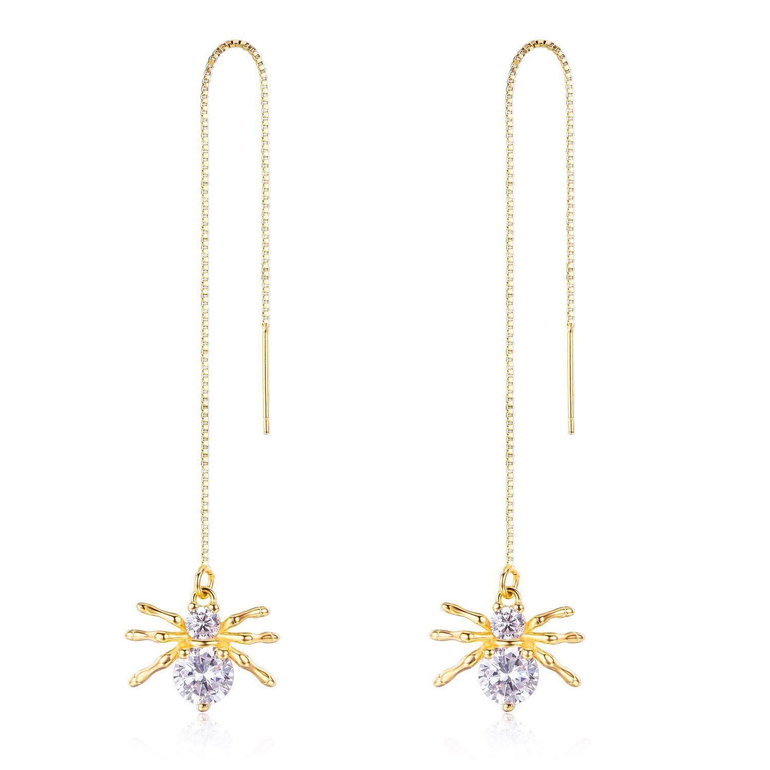 Hypoallergenic Nickel-Free Rose Gold Threader Spider Earrings for Women & Girls - Perfect for Parties, Halloween & Gothic Fashion