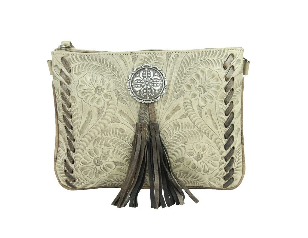 American West Lariats & Lace Multi-Compartment Crossbody Bag for Women - Stylish Leather Purse with Adjustable Strap, Perfect for Travel, Shopping & Daily Use