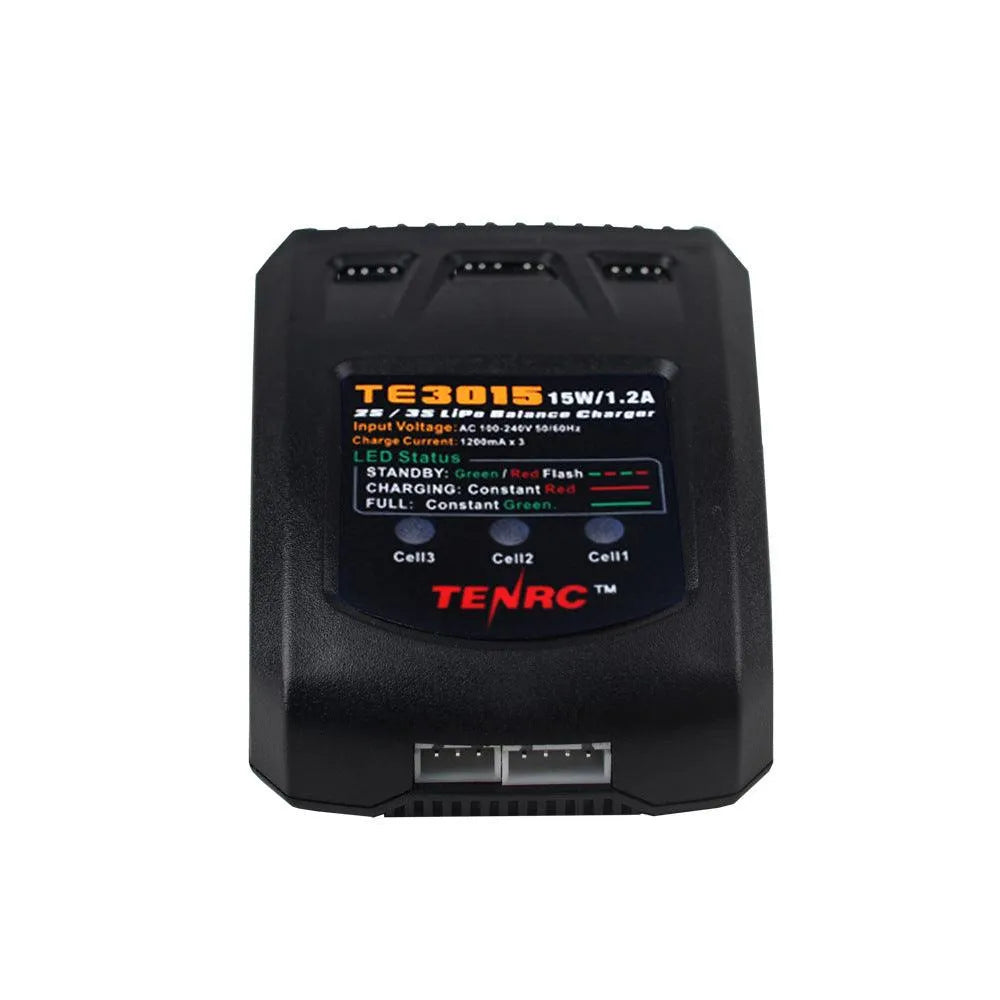TENRC TE3015 15W 1.2A Smart Battery Balance Charger for 2S 3S LiPo RC Drone Car Boat Batteries - Fast Charging for RC Hobby, DIY Projects & Remote Control Toys