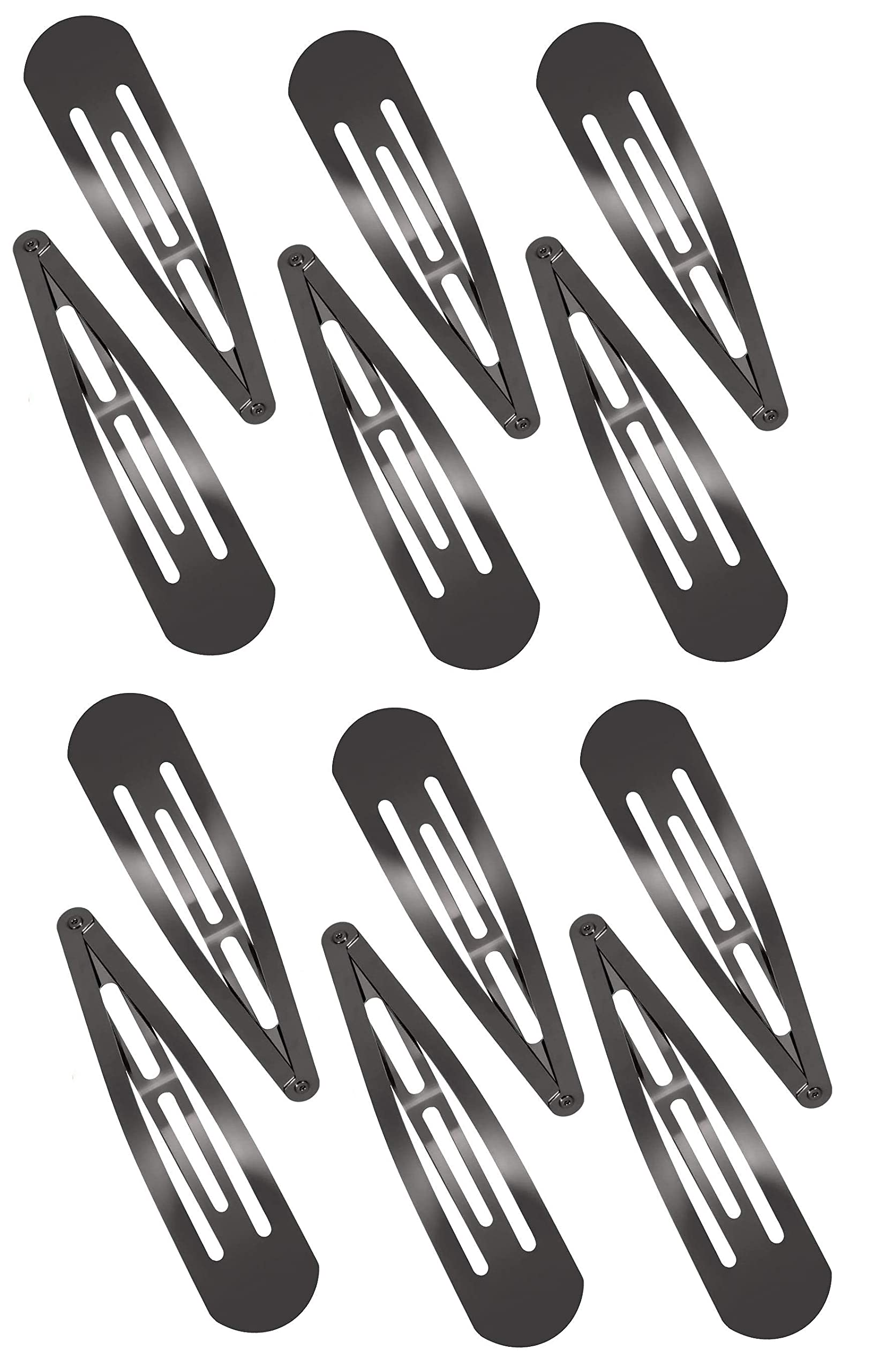 Premium Metal Snap Hair Clips - Double Grip Hairpins & Barrettes for Women & Girls | Non-Slip Reusable Hair Accessories (Black, 6-Pack) | Perfect for School, Work, Parties & Everyday Styling