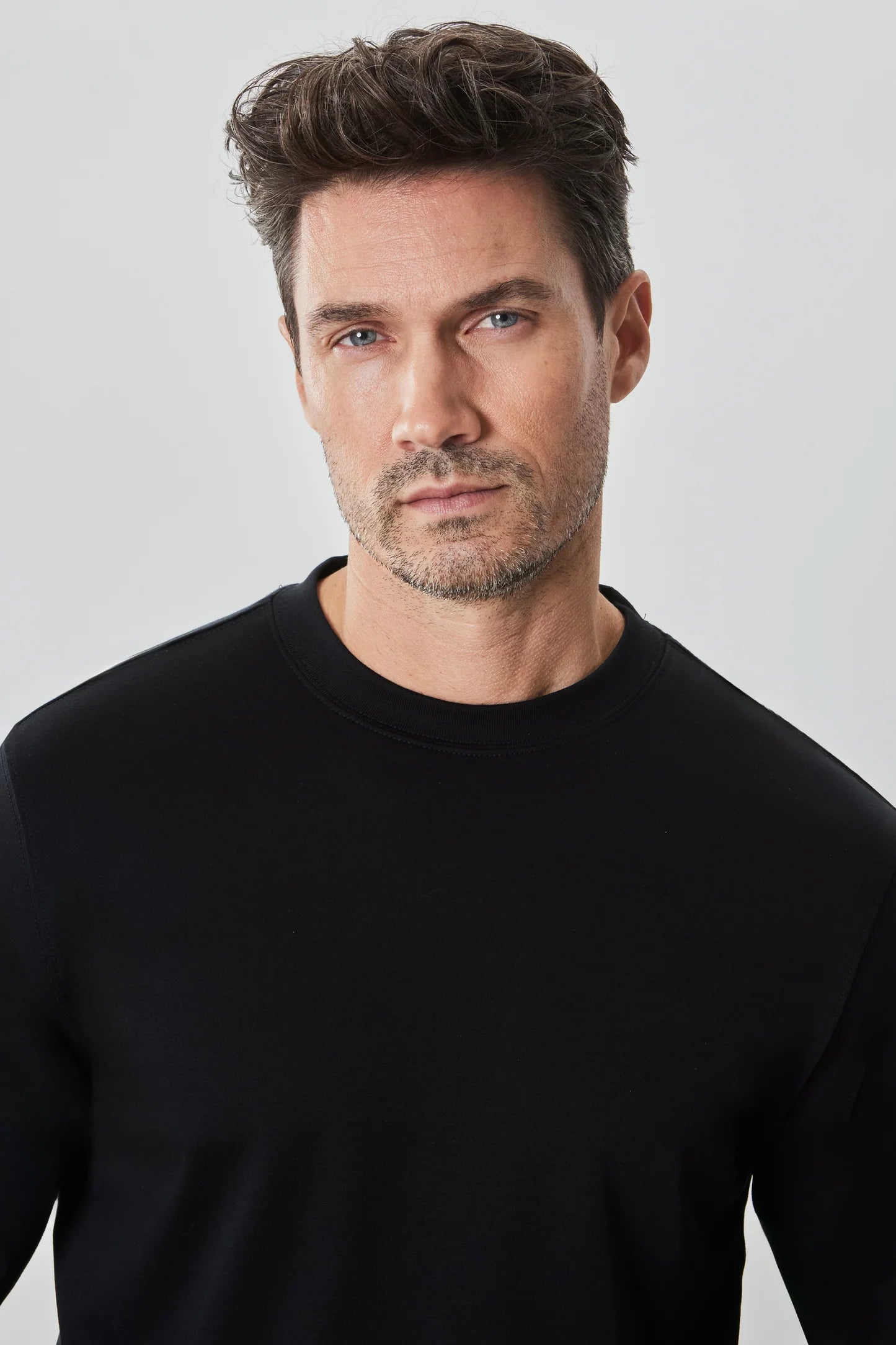 Robert Barakett Long Sleeve High Crew Neck T-Shirt for Men - Premium Cotton Casual Shirt for Work, Travel & Everyday Wear