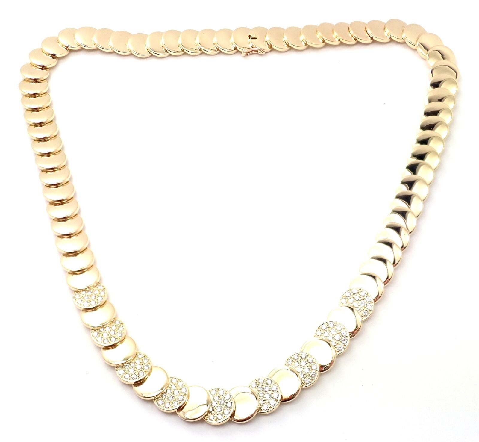 Vintage Van Cleef & Arpels 18k Yellow Gold Diamond Disc Necklace - Authentic Luxury Jewelry for Women, Perfect for Weddings, Anniversaries & Special Occasions
