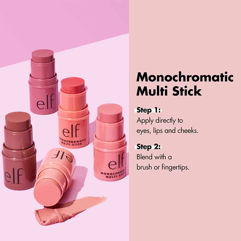 e.l.f. Monochromatic Multi Stick - Creamy Blush, Lip & Eye Color | Vegan & Cruelty-Free Makeup for On-The-Go Touch Ups | Perfect for Travel, Work & Everyday Glam