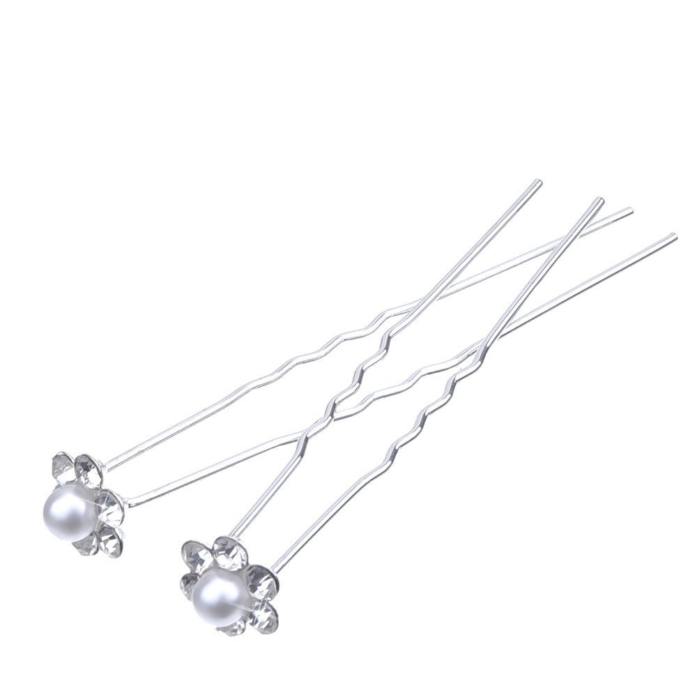 20-Pack White Pearl Hair Clips for Bridal Wedding & Parties