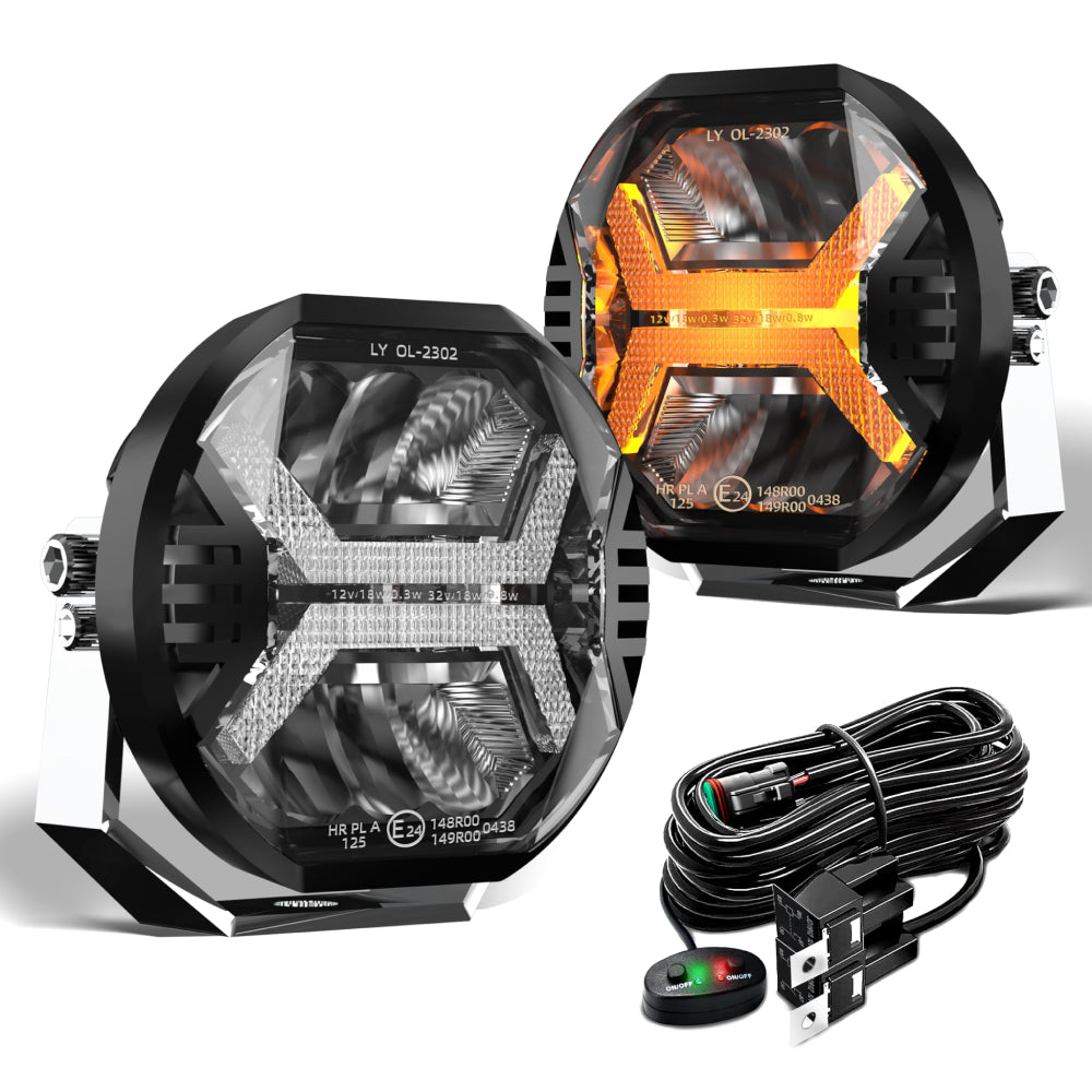 LOYO 4 Inch 48W 10000LM LED Light Bar with Amber DRL - Off Road Driving Lights Cube for Trucks, Jeep, Ford, UTV, ATV (2PCS) - Perfect for Night Off-Roading, Camping & Emergency Lighting
