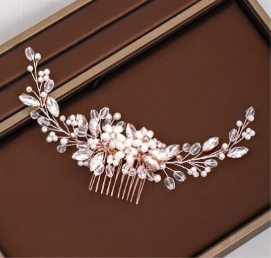Elegant Gold Bridal Hair Comb with Floral Design - Wedding Hair Accessory for Brides, Bridesmaids & Formal Events - Perfect for Weddings, Proms & Special Occasions