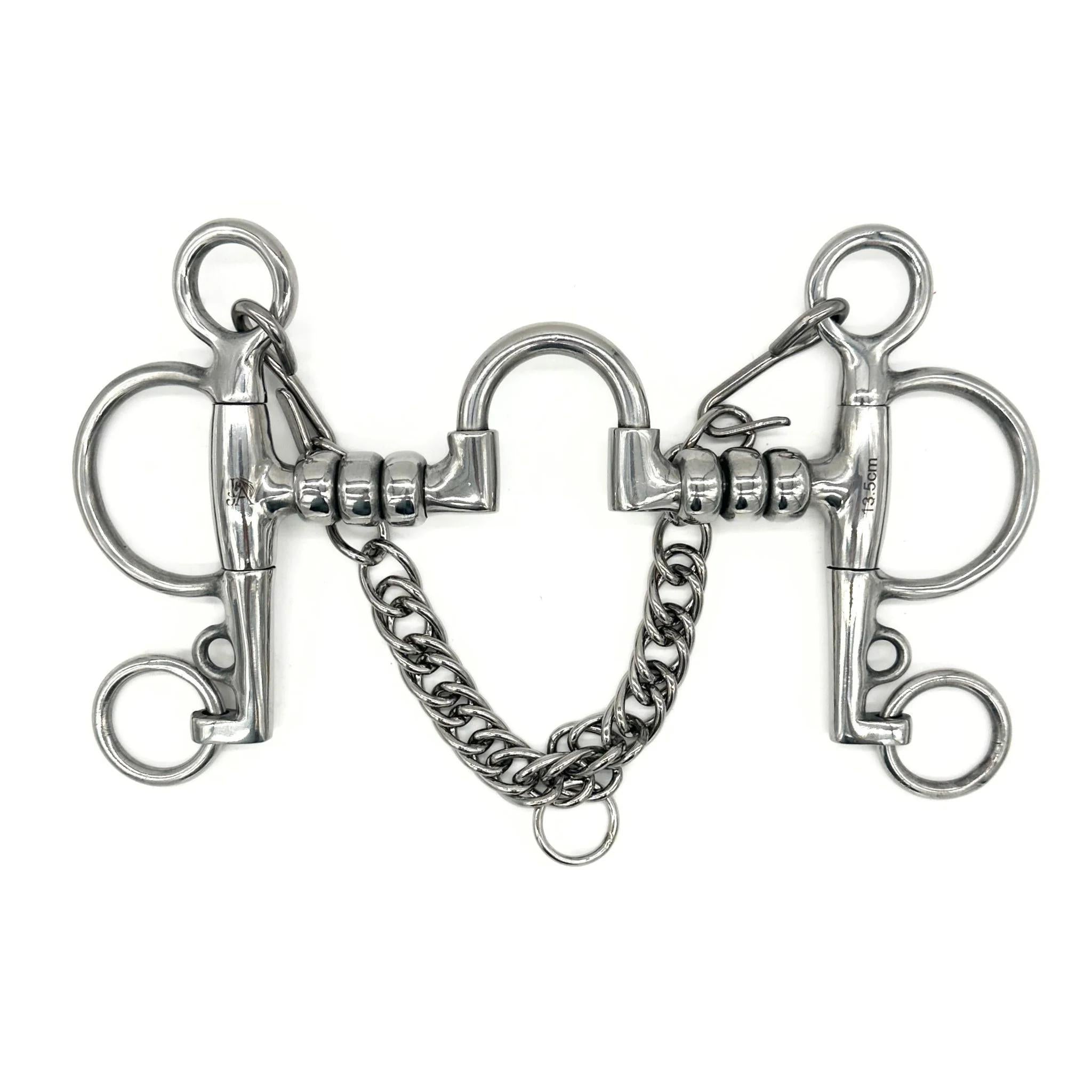 Jake Adams Stainless Steel Cherry Roller Pelham Horse Bit with Low Correction Port - Perfect for English Riding, Dressage & Show Jumping