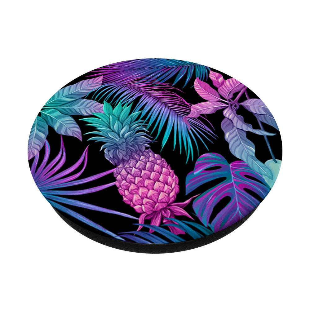 Tropical Jungle Pineapple & Exotic Palm Tree Leaves PopSockets PopGrip - Interchangeable Phone Grip for iPhone, Samsung & Smartphones - Perfect for Travel, Beach Days & Summer Adventures
