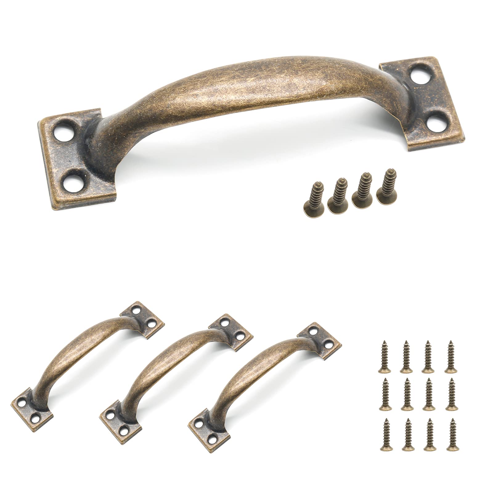 4Pcs Bronze Cabinet Handles - Vintage Drawer Pulls for Kitchen & Closet