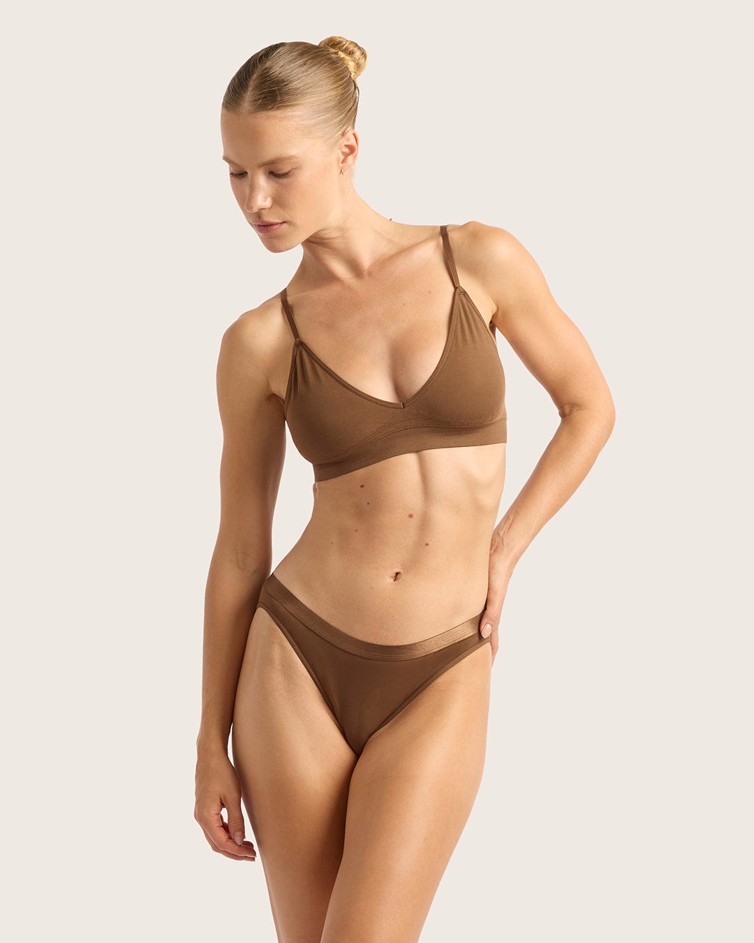 LYOLYTE High Waisted Hipster Bikini Set - Sexy Two Piece Swimwear for Women, Trendy Clove Color, Perfect for Beach Vacation & Pool Party