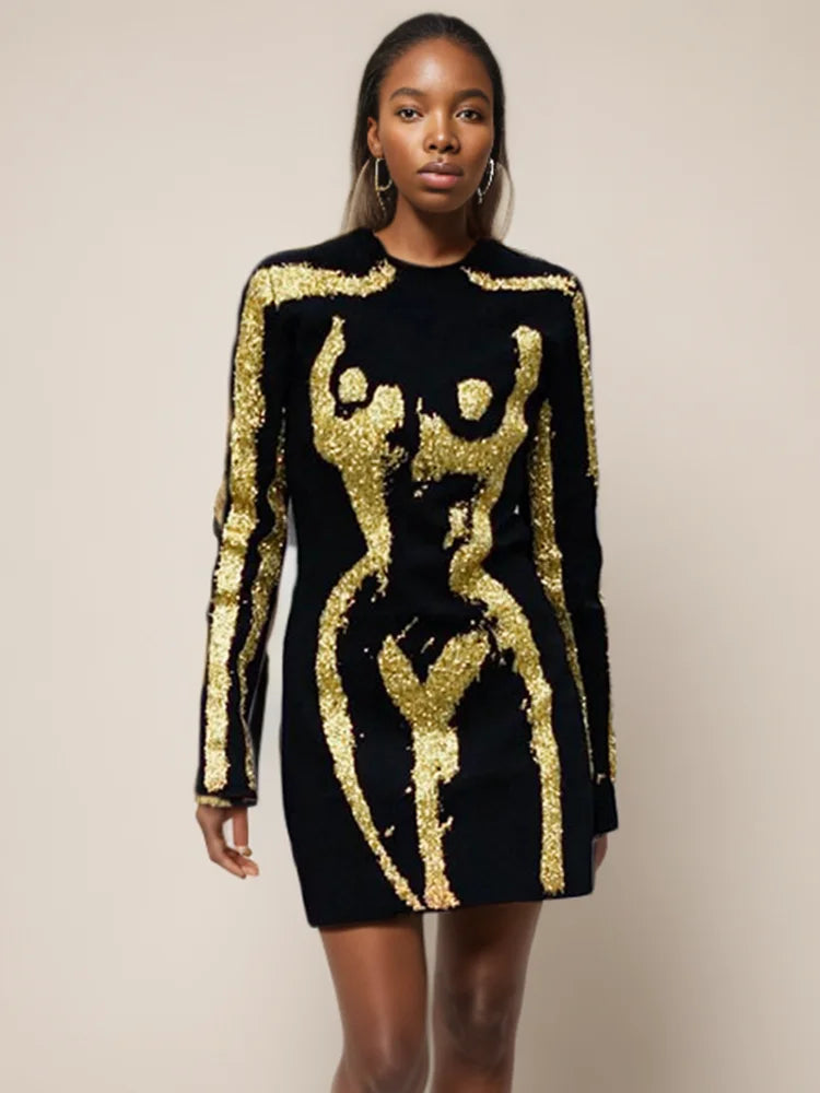 Elegant Gold Mini Party Dress - Designer Cocktail Dress for Women | Perfect for Evening Parties, Weddings & Special Occasions