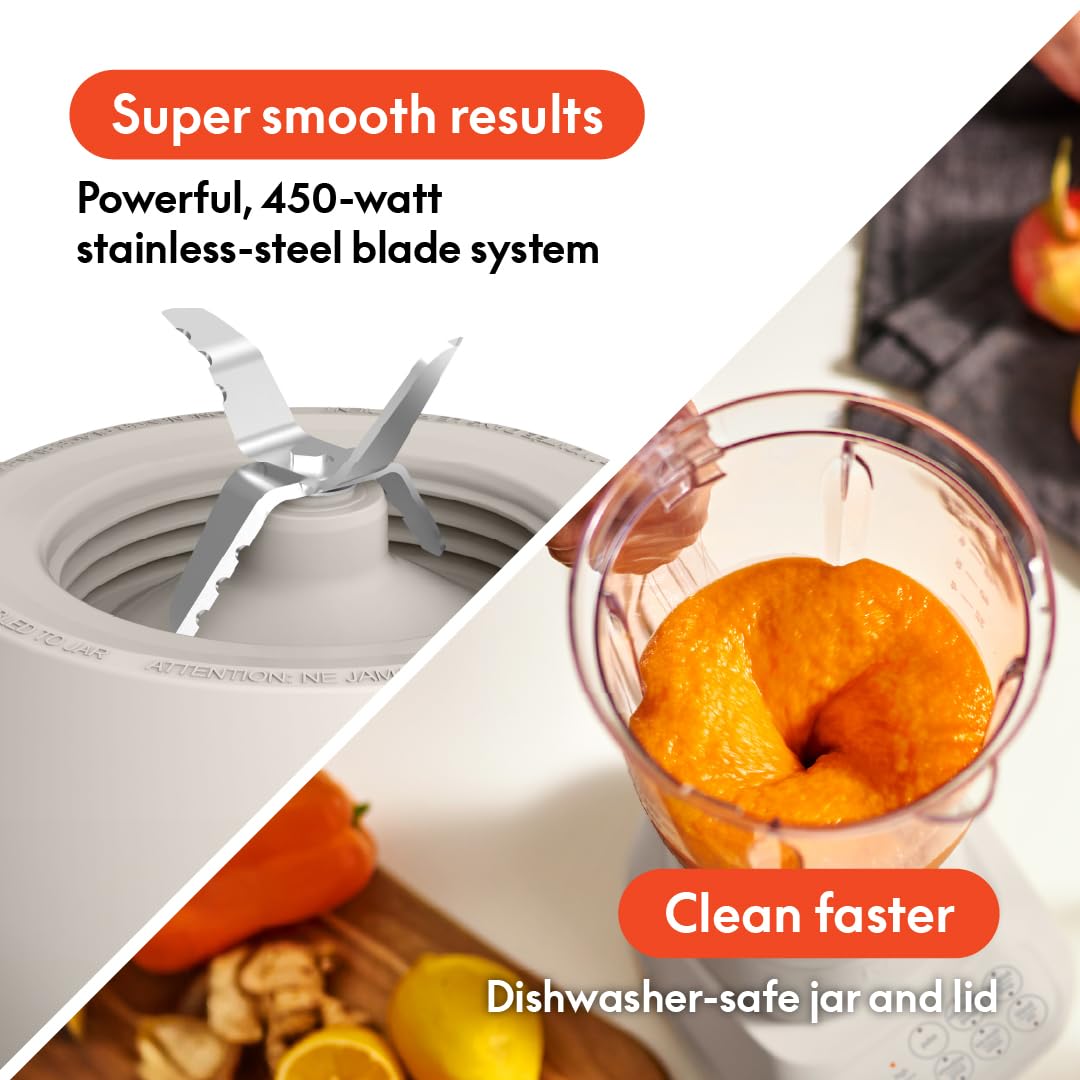 Bella 10-Speed Countertop Blender with Juicer & Smoothie Maker - Compact 48oz Kitchen Blender, Dishwasher Safe Pitcher & Stainless Steel Blade - Perfect for Smoothies, Juices, Oatmilk & Meal Prep - Space-Saving Design for Small Kitchens