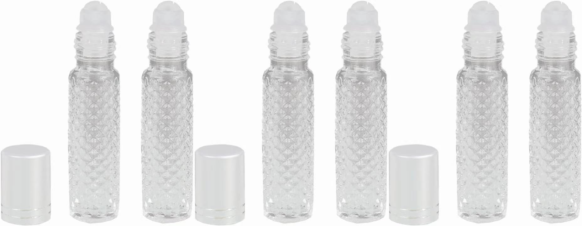 6 Pcs 10ml Clear Glass Essential Oil Roller Bottles - Refillable Roll On Bottles for Aromatherapy, Perfume & DIY Blends | Compact Travel Size for Home, Office & On-The-Go Use