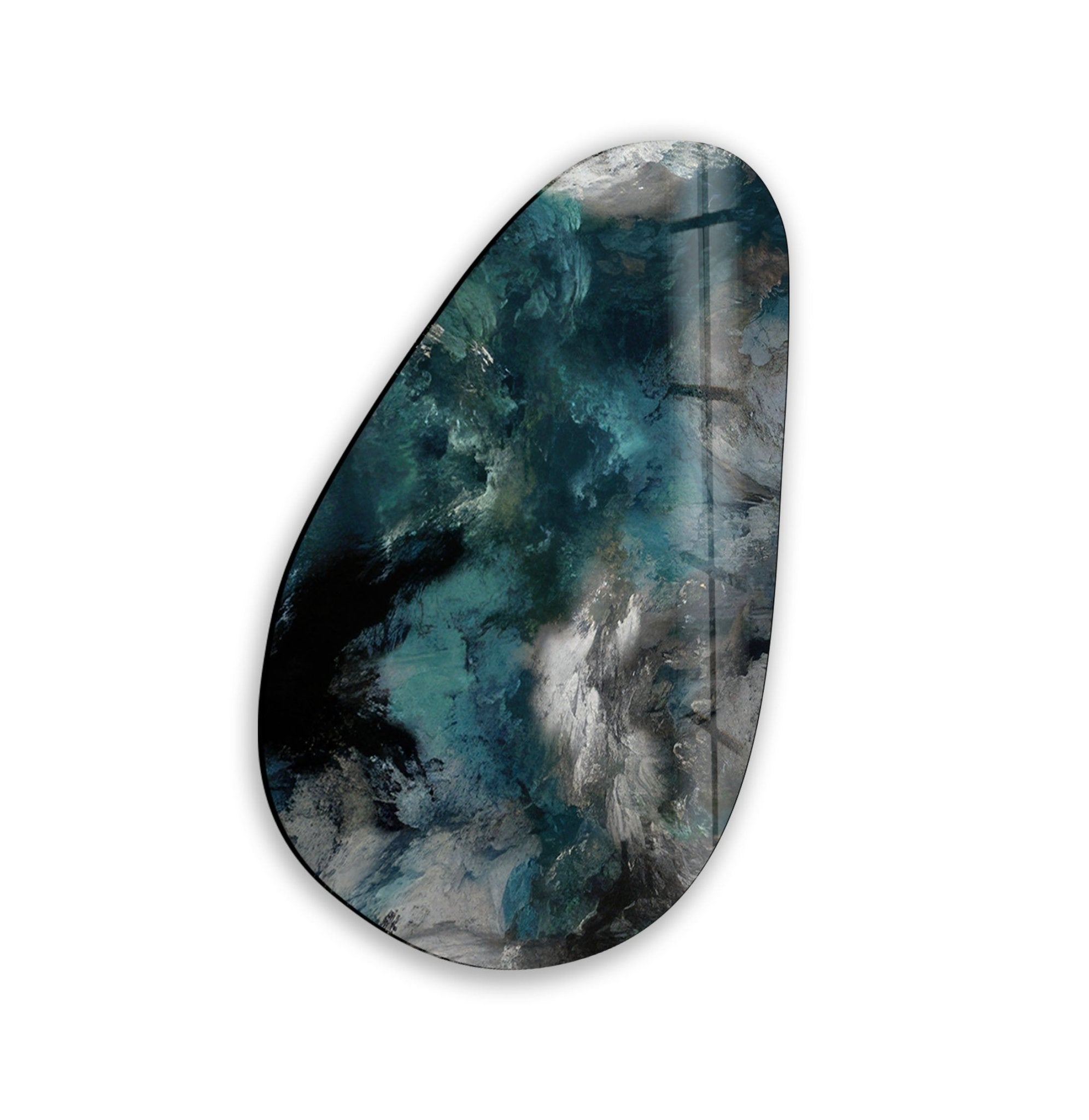 Asymmetrical Oval Dark Smoke Glass Wall Art - Modern Abstract Home Decor for Living Room, Bedroom & Office - Unique Handcrafted Glass Artwork