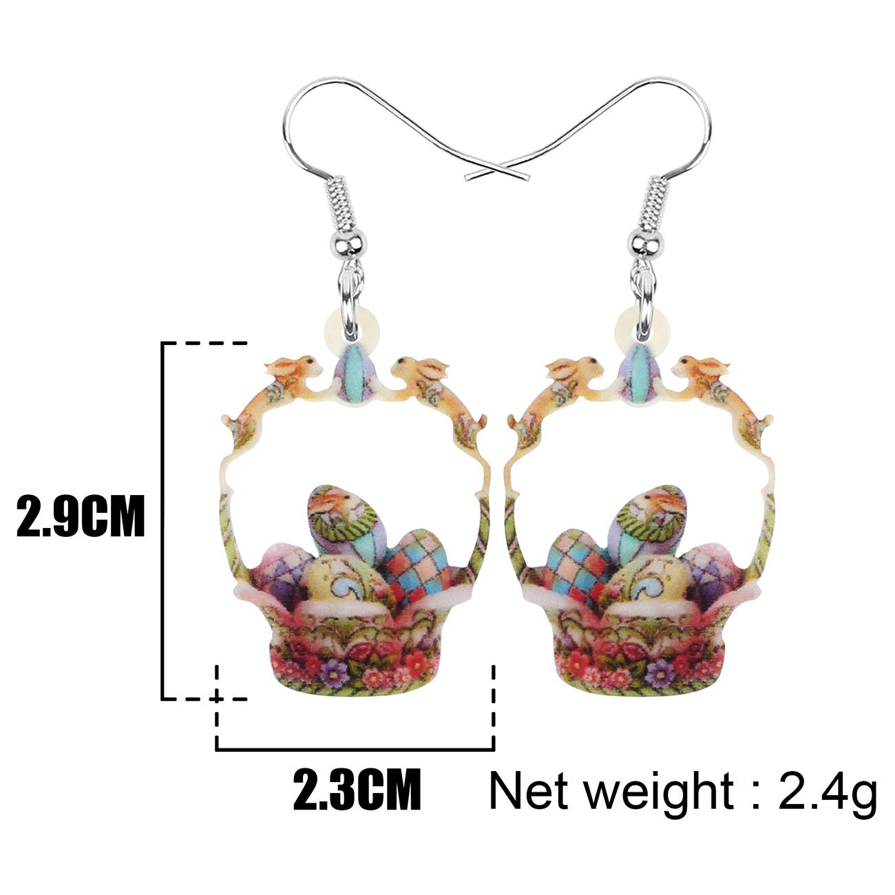 DOWAY Acrylic Easter Bunny Rabbit Earrings - Cute Drop Dangle Jewelry Gifts for Women & Girls - Funny Party Accessories for Easter, Spring Celebrations & Costume Outfits